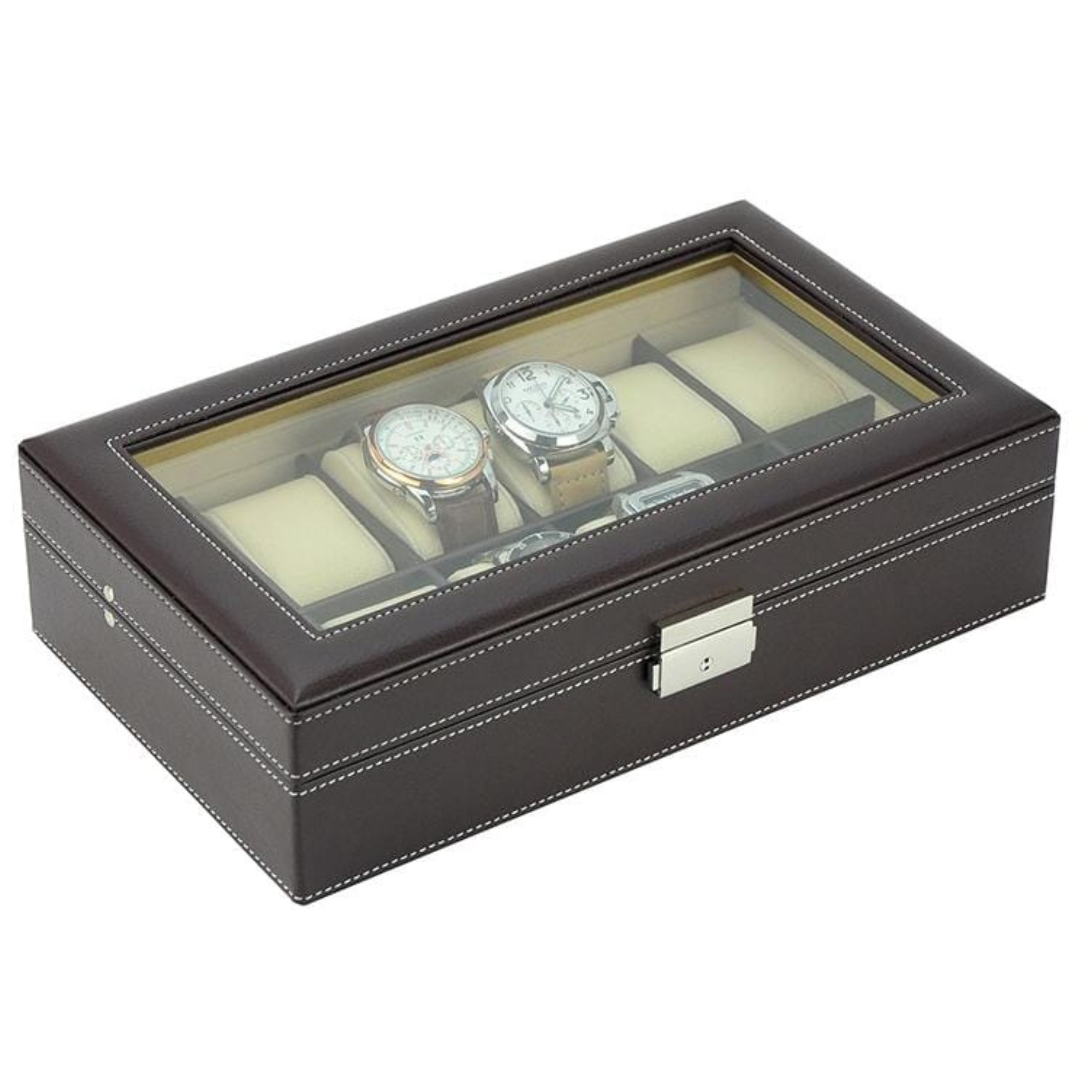 Seconds - Dark Brown Leather Watch Box for 12 Watches