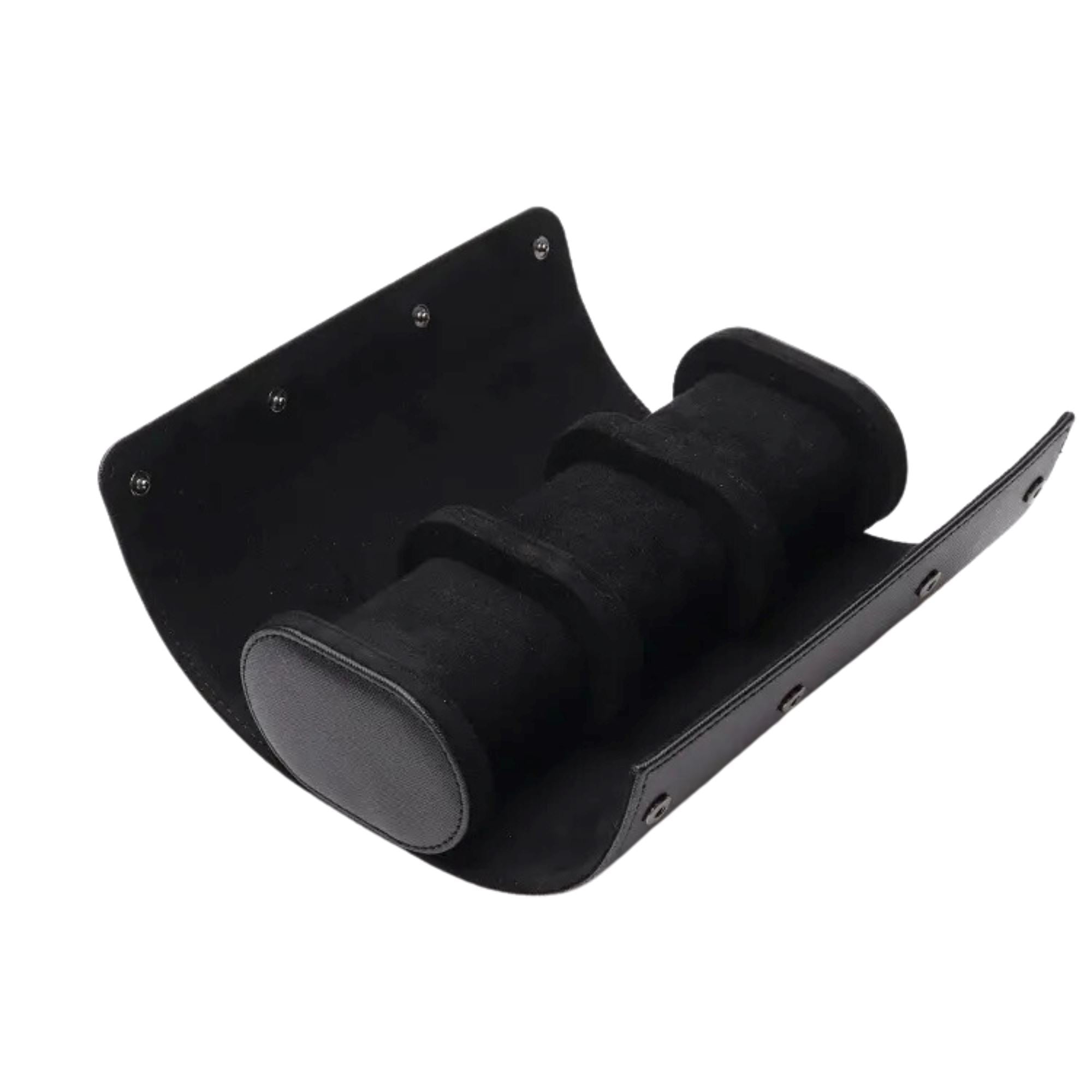 Watch Roll Case for 3 in Black Vegan Leather Watch Boxes Clinks 