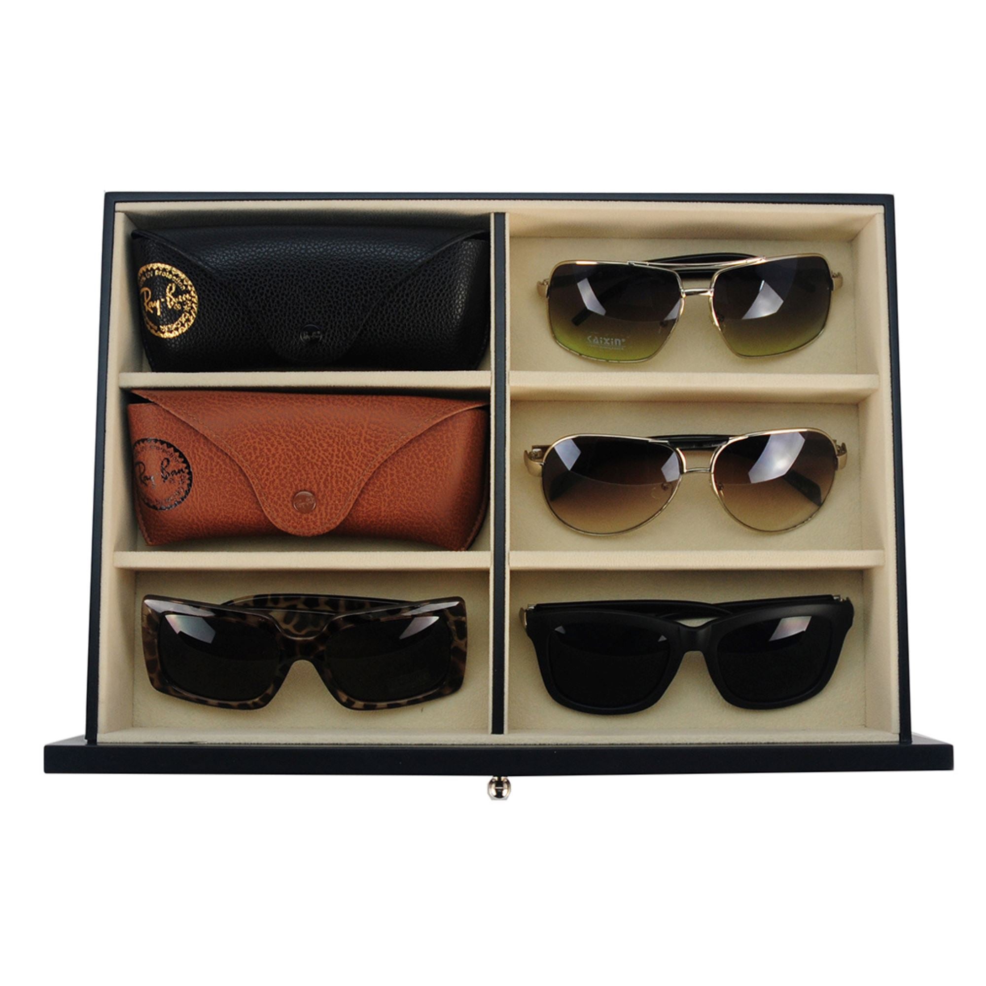 12 Pairs Ebony Wooden Sunglass Box Storage Boxes Clinks Australia 