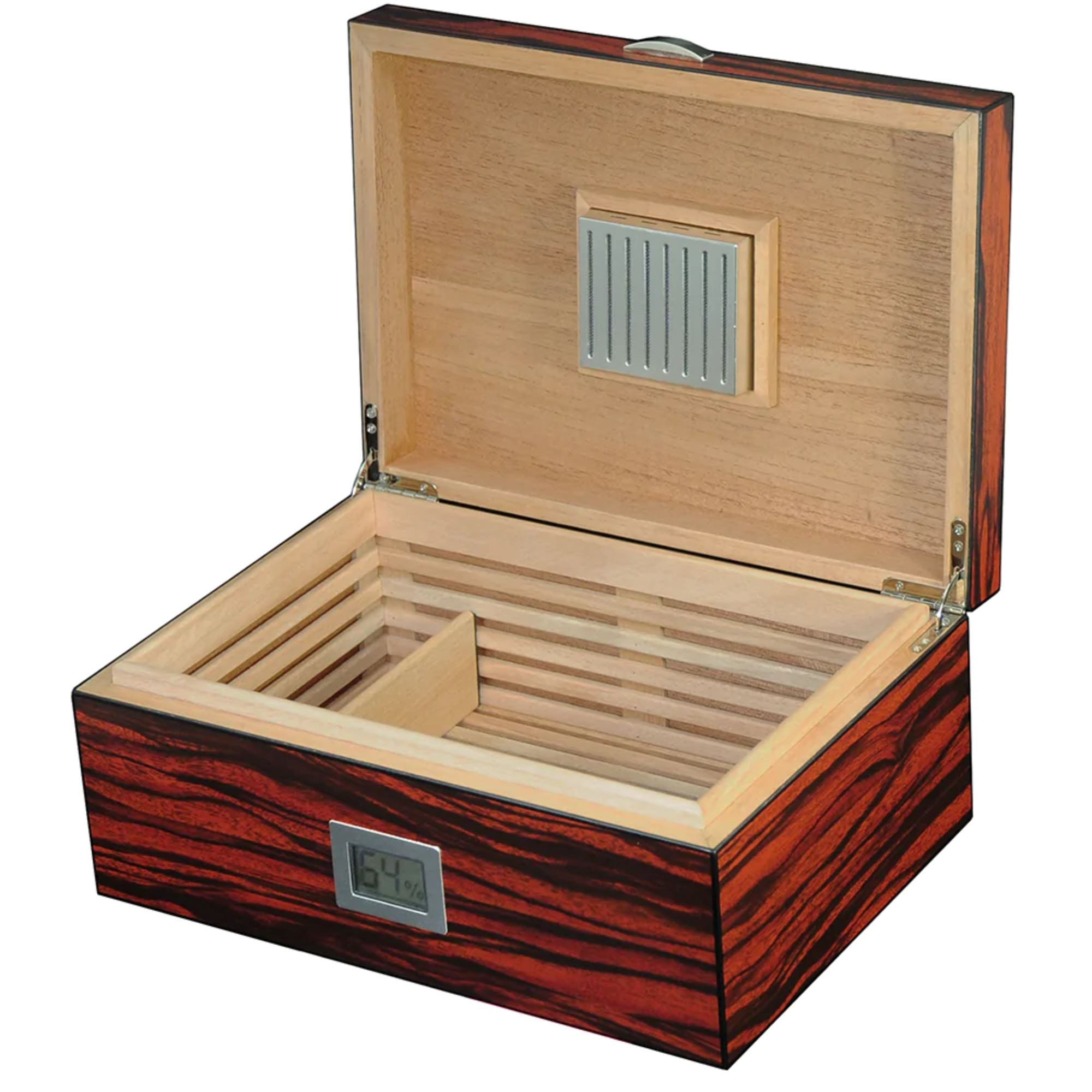 50 CT Ebony Cigar Humidor Box for Cigars Cigar Boxes Clinks 