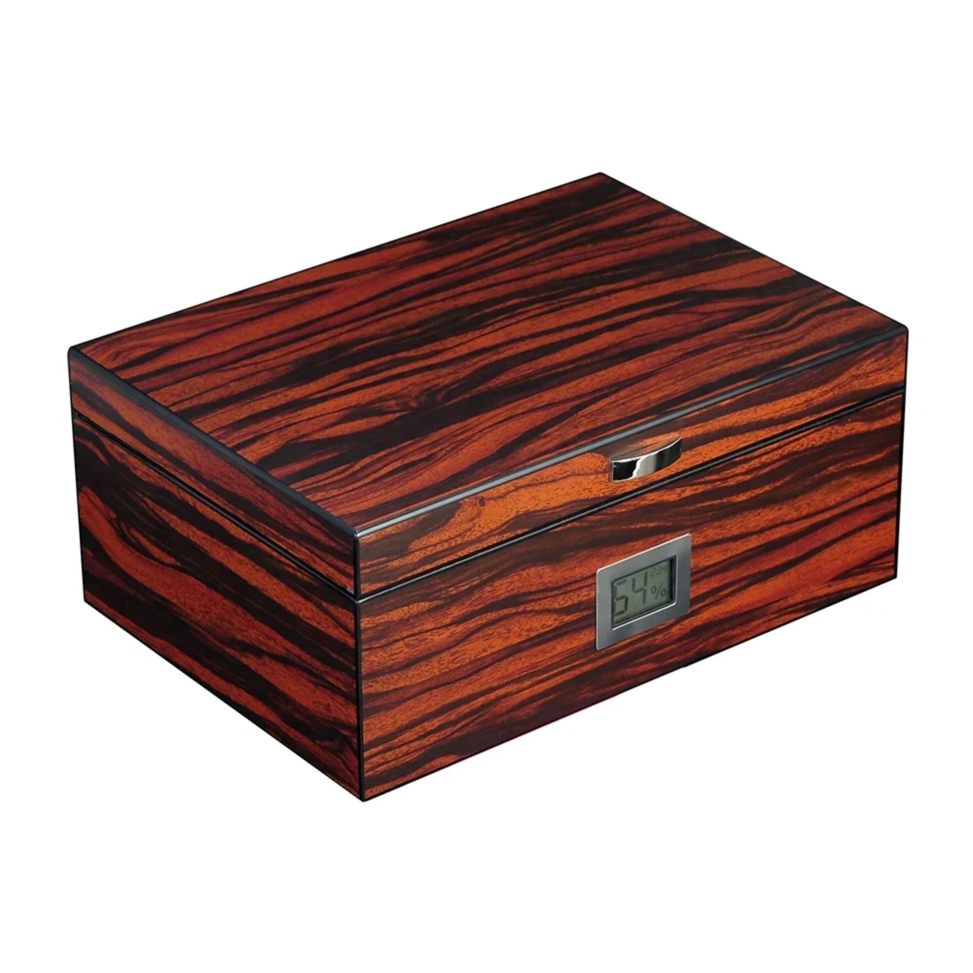 50 CT Ebony Cigar Humidor Box for Cigars Cigar Boxes Clinks 