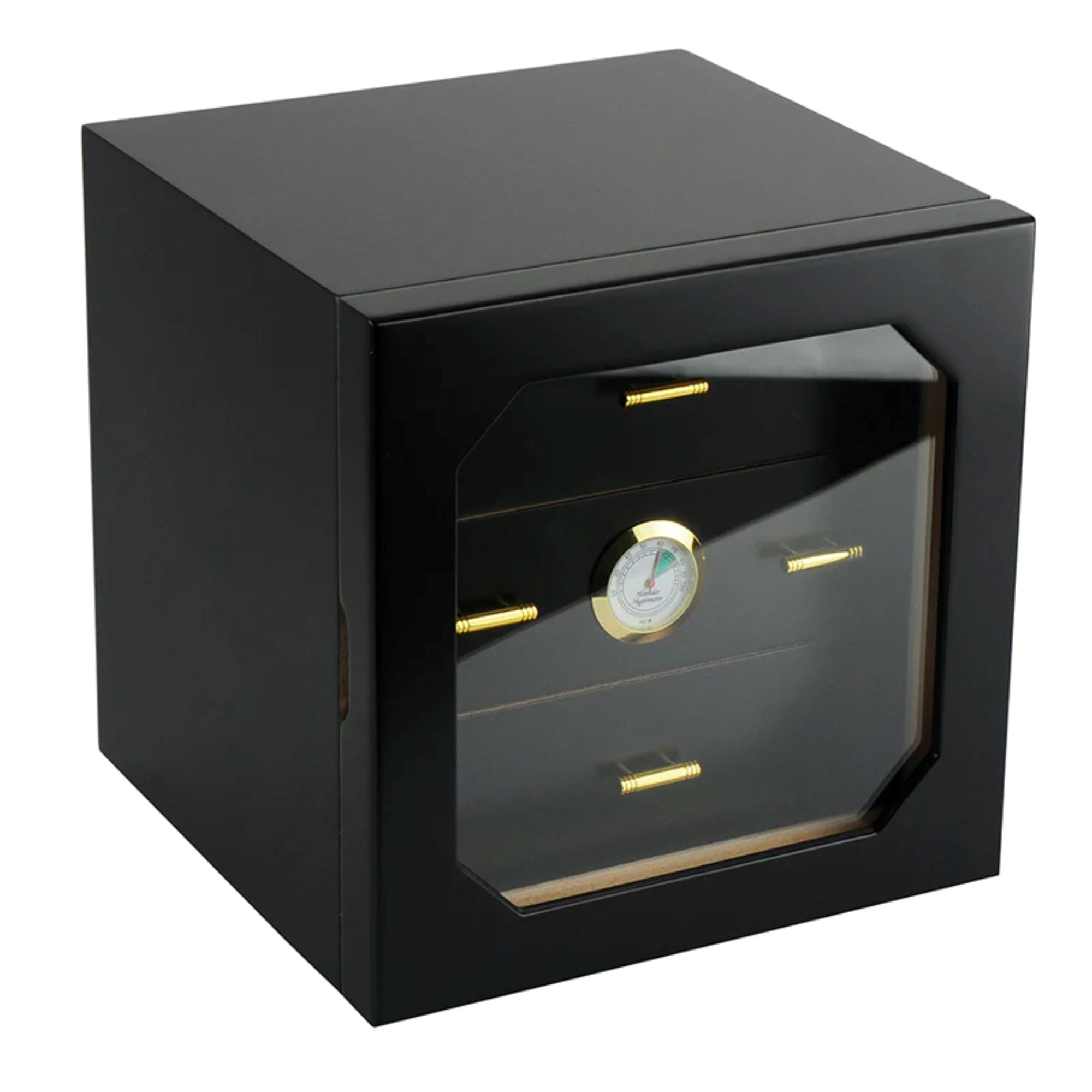 50-100 CT Black Cigar Humidor Wooden Cabinet for Cigars Cigar Boxes Clinks 