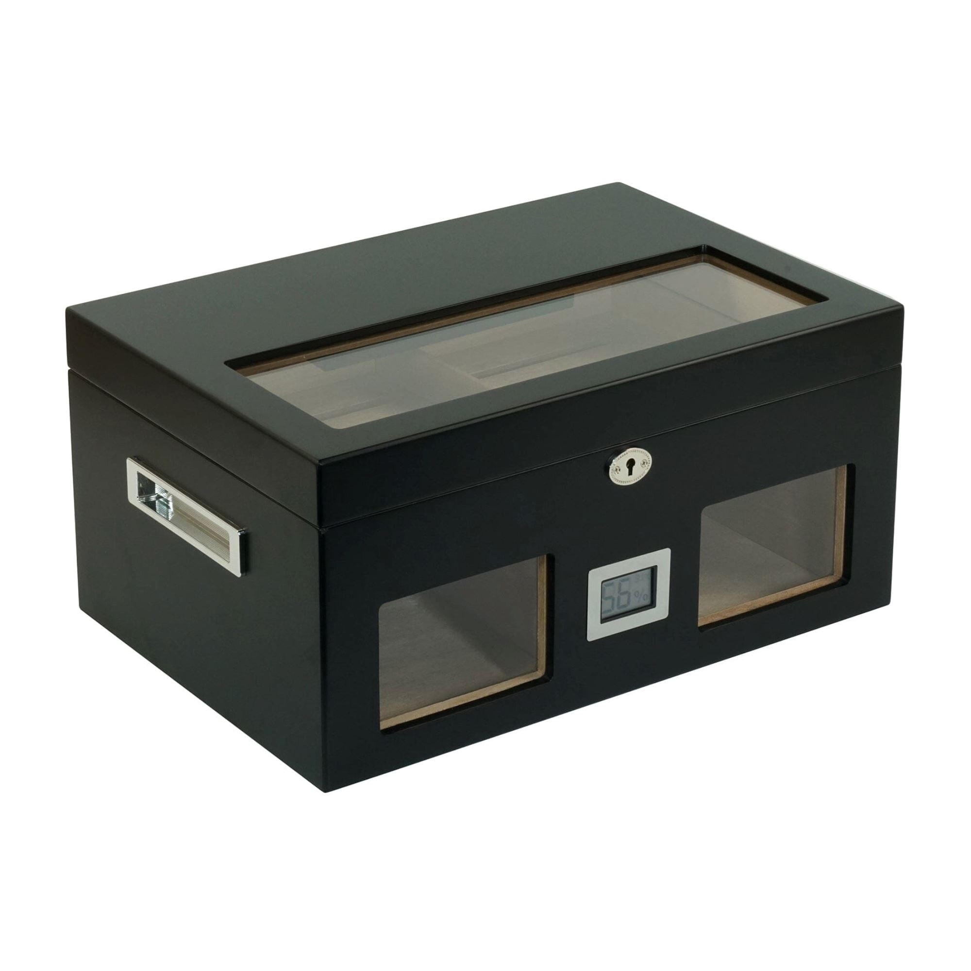 100 CT Black Wooden Cigar Humidor Box with Digital Hygrometer Cigar Boxes Clinks 