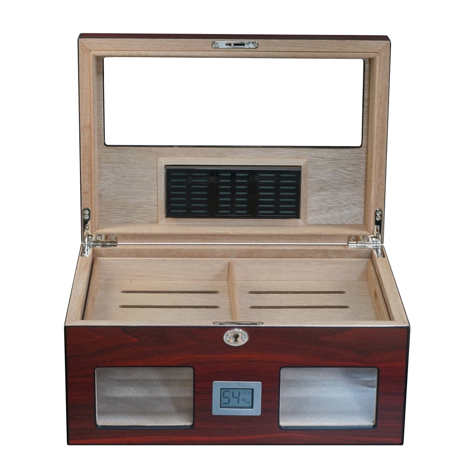 100 CT Cherry Wooden Cigar Humidor Box with Digital Hygrometer Cigar Boxes Clinks 