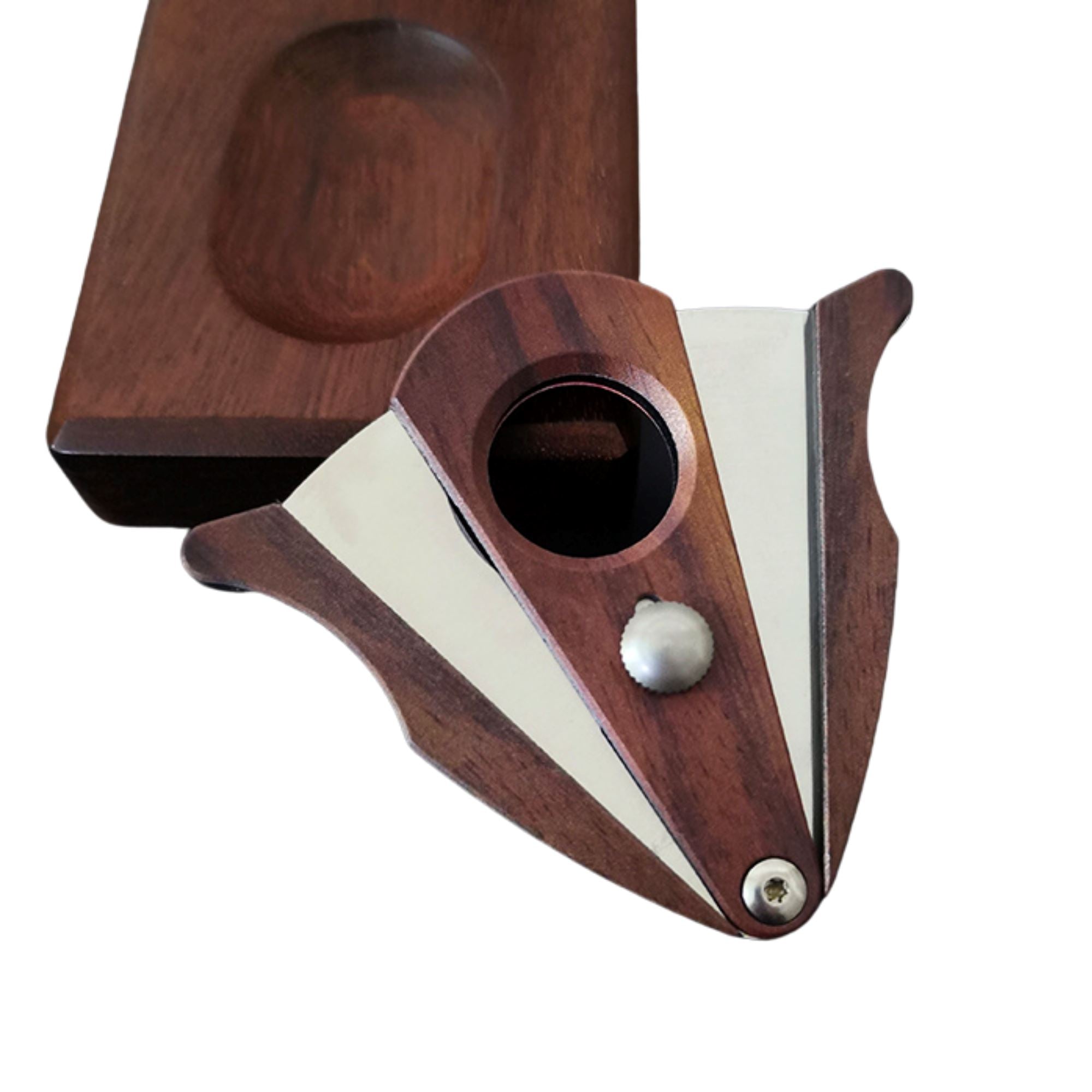 Wood And Stainless Steel 56 Ring Gaugel Cigar Cutter With Cut And Lock System Cigar Cutter Clinks Australia 