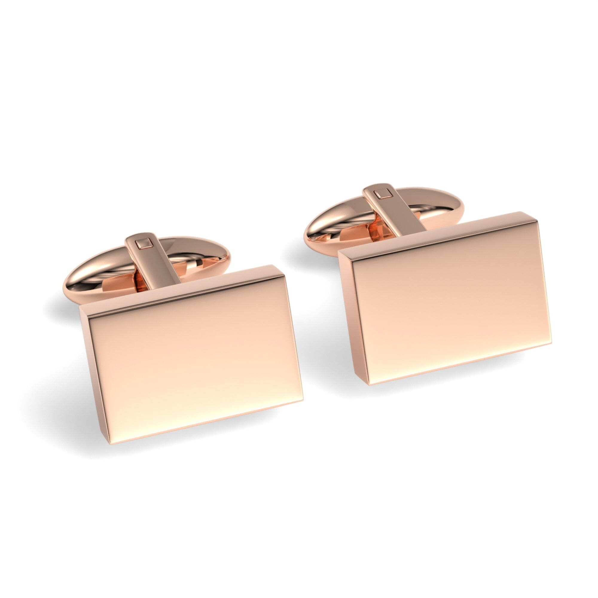 Rectangle Engravable Cufflinks Engraving Cufflinks Clinks Shiny Rose Gold 
