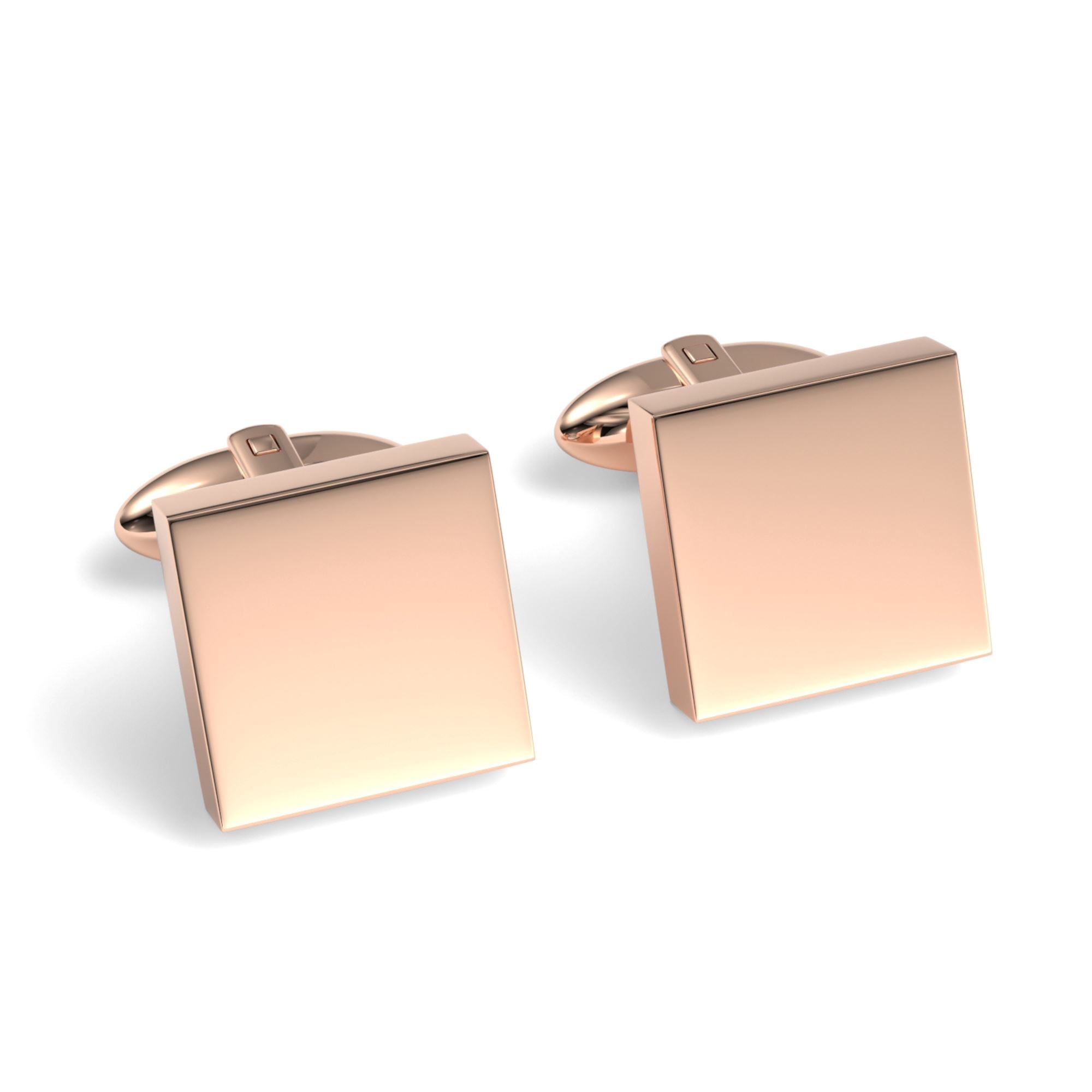 Square Engravable Cufflinks Engraving Cufflinks Clinks Shiny Rose Gold 