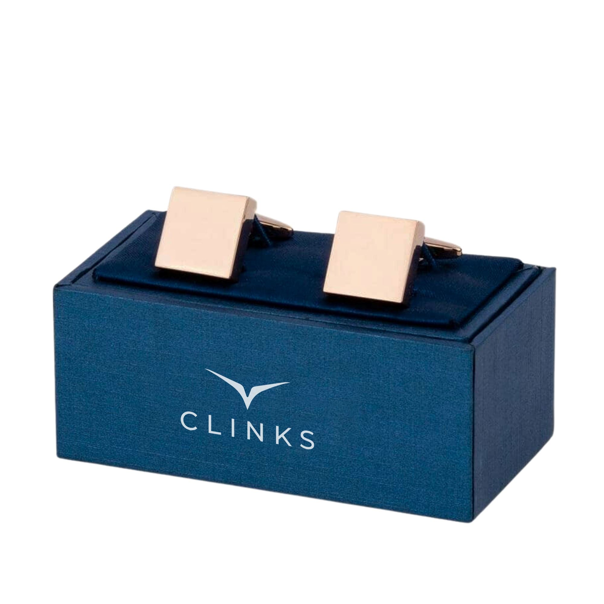 Rose Gold Square Engravable Cufflinks Classic & Modern Cufflinks Clinks Australia 