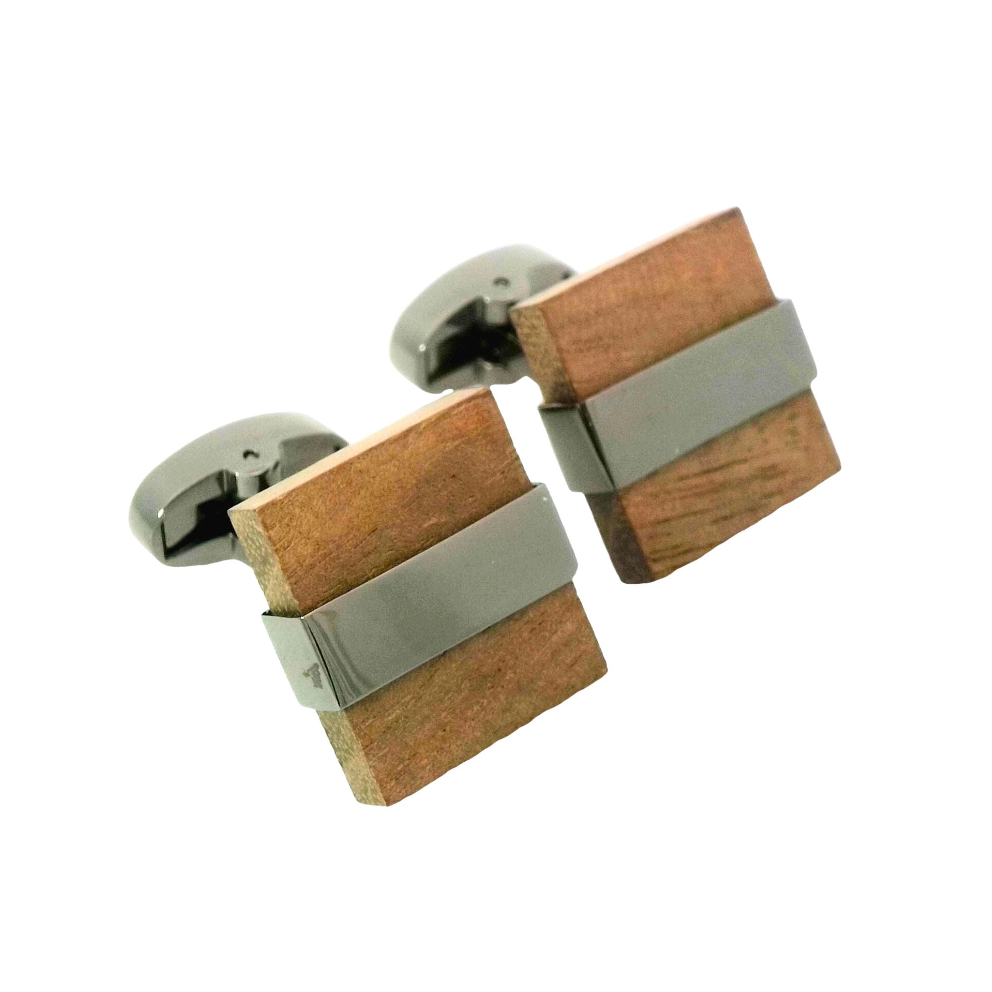 Wood and Gunmetal Cufflinks Classic & Modern Cufflinks Clinks Australia 