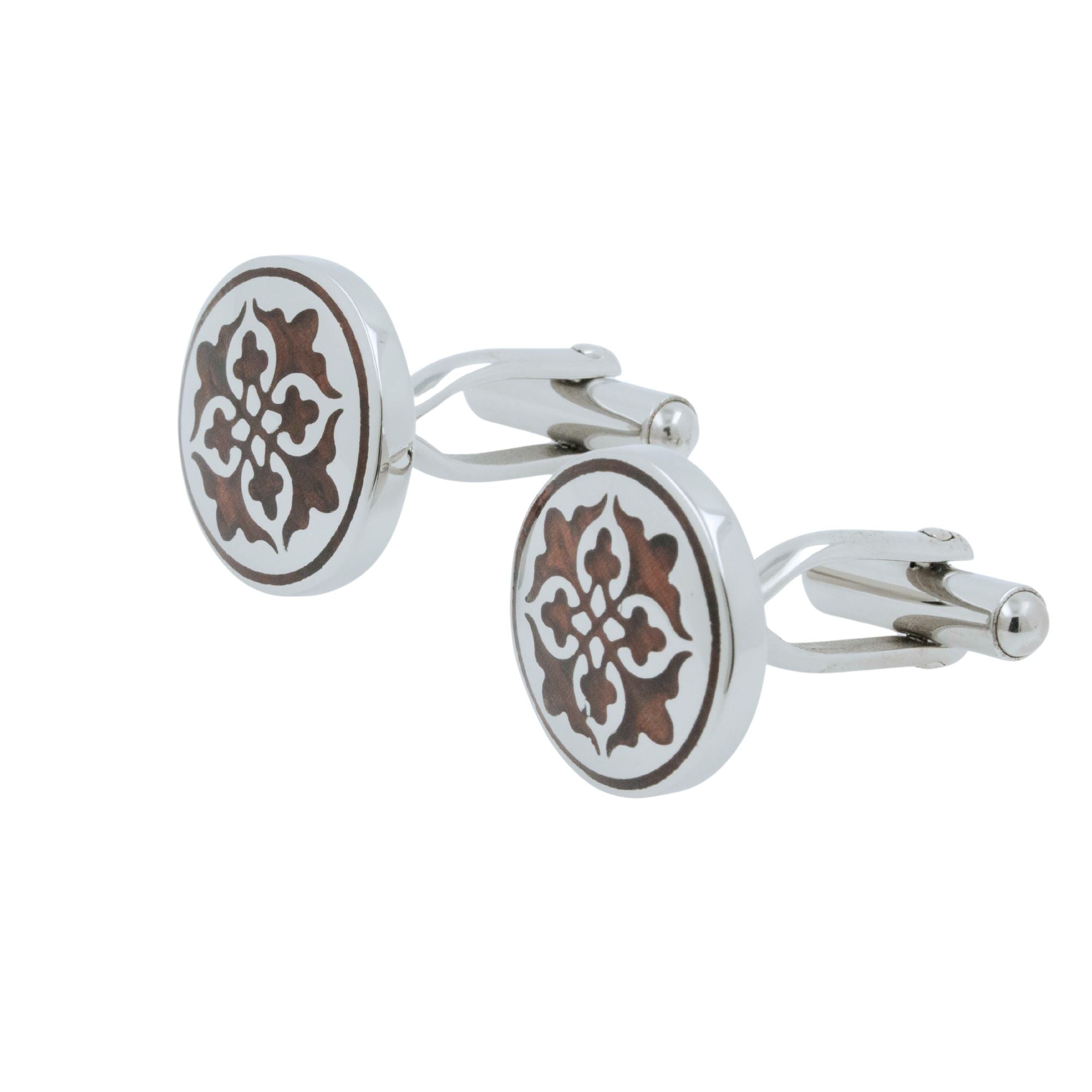Moorish Style Stainless Steel and Wood Cufflinks Classic & Modern Cufflinks Clinks Australia 