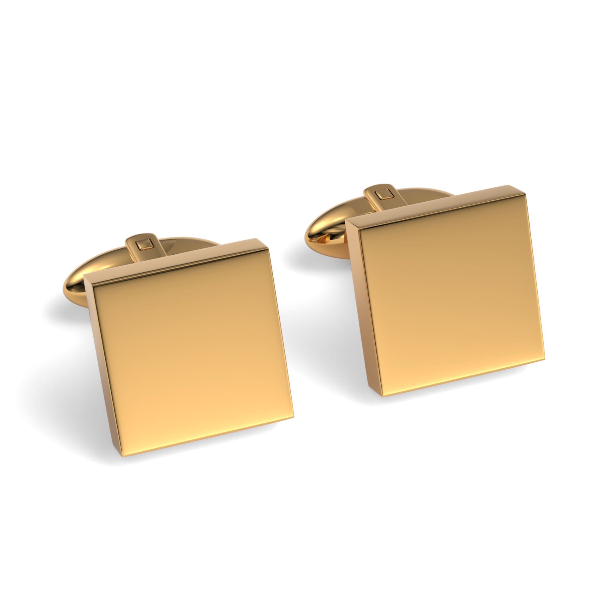 Square Engravable Cufflinks Engraving Cufflinks Clinks Shiny Gold 