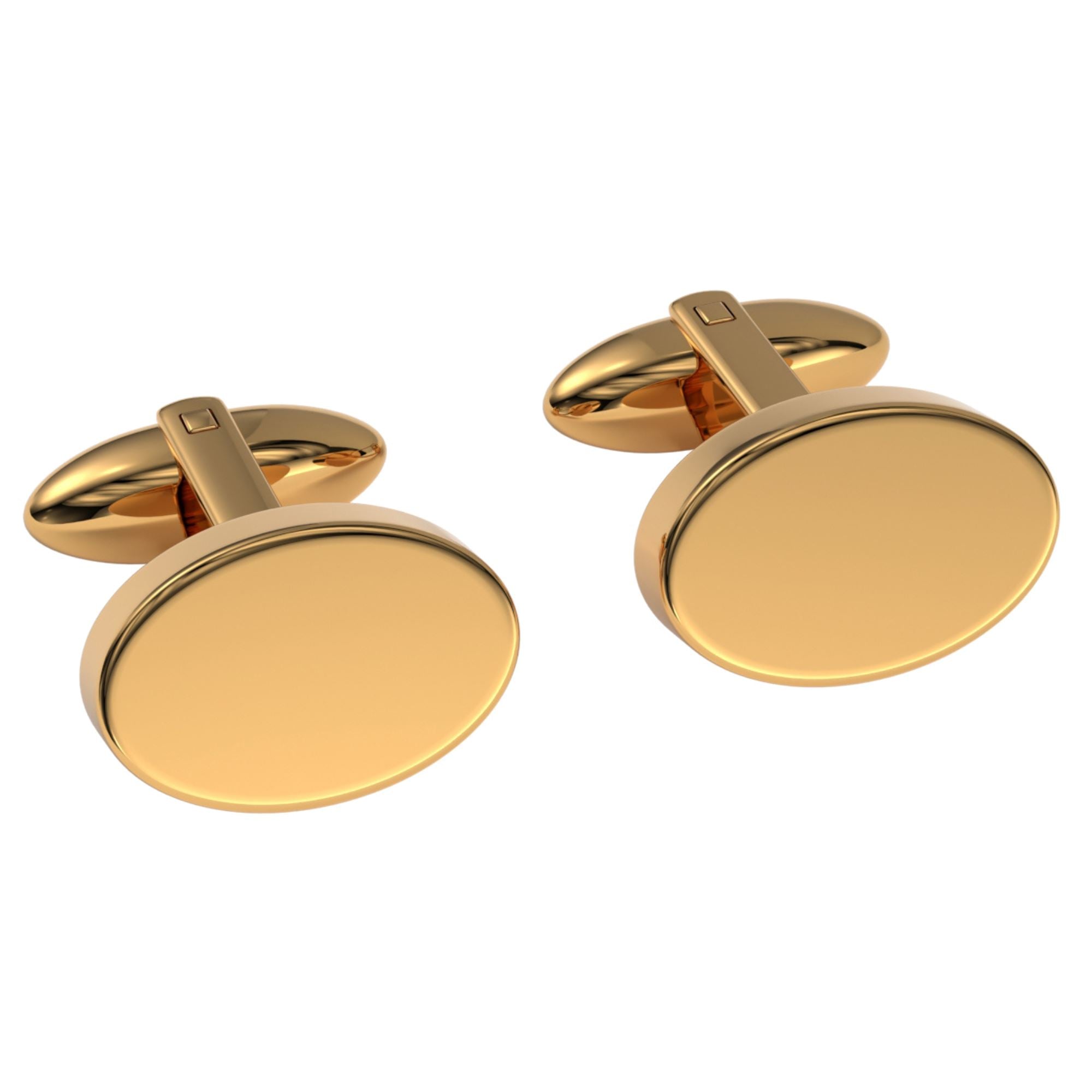 Oval Engravable Cufflinks Engraving Cufflinks Clinks Shiny Gold 
