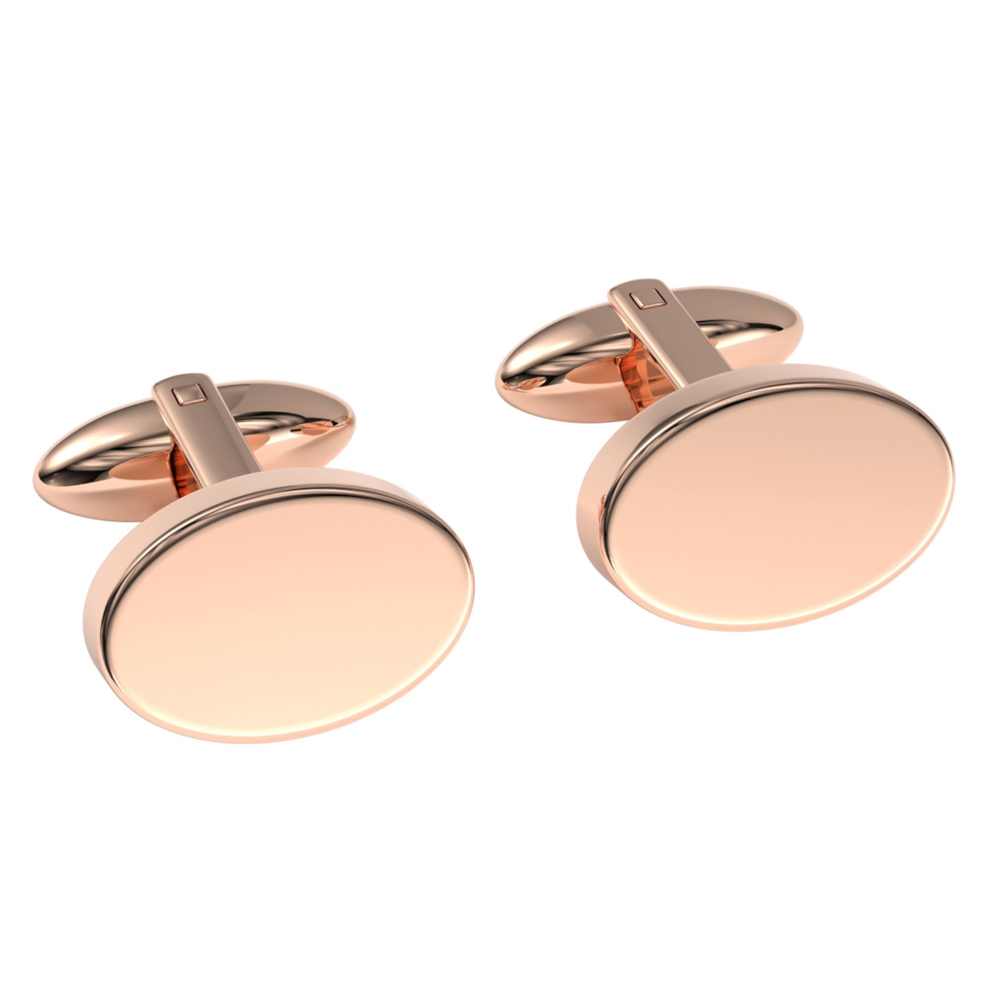 Oval Engravable Cufflinks Engraving Cufflinks Clinks Shiny Rose Gold 
