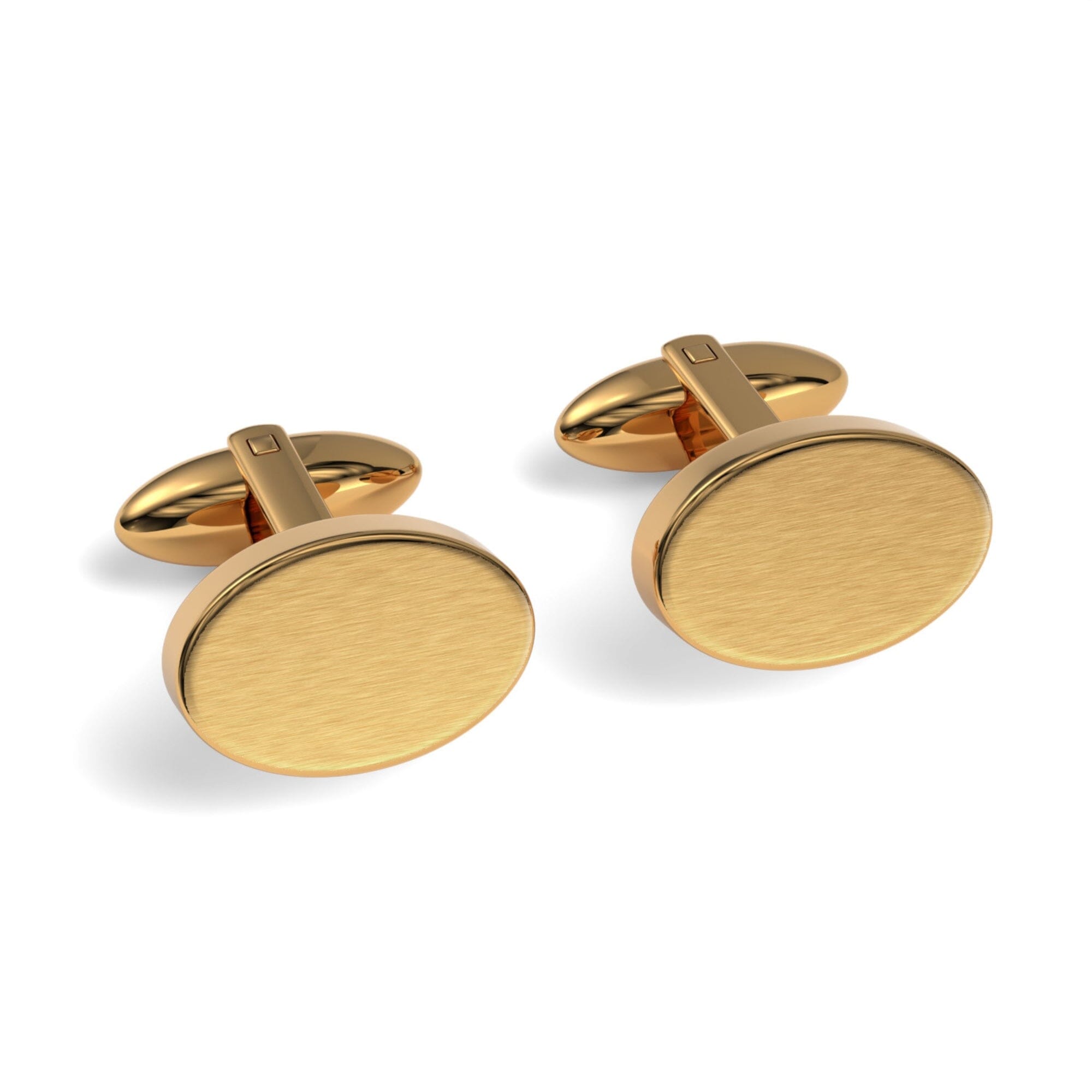 Oval Engravable Cufflinks Engraving Cufflinks Clinks Brushed Gold 