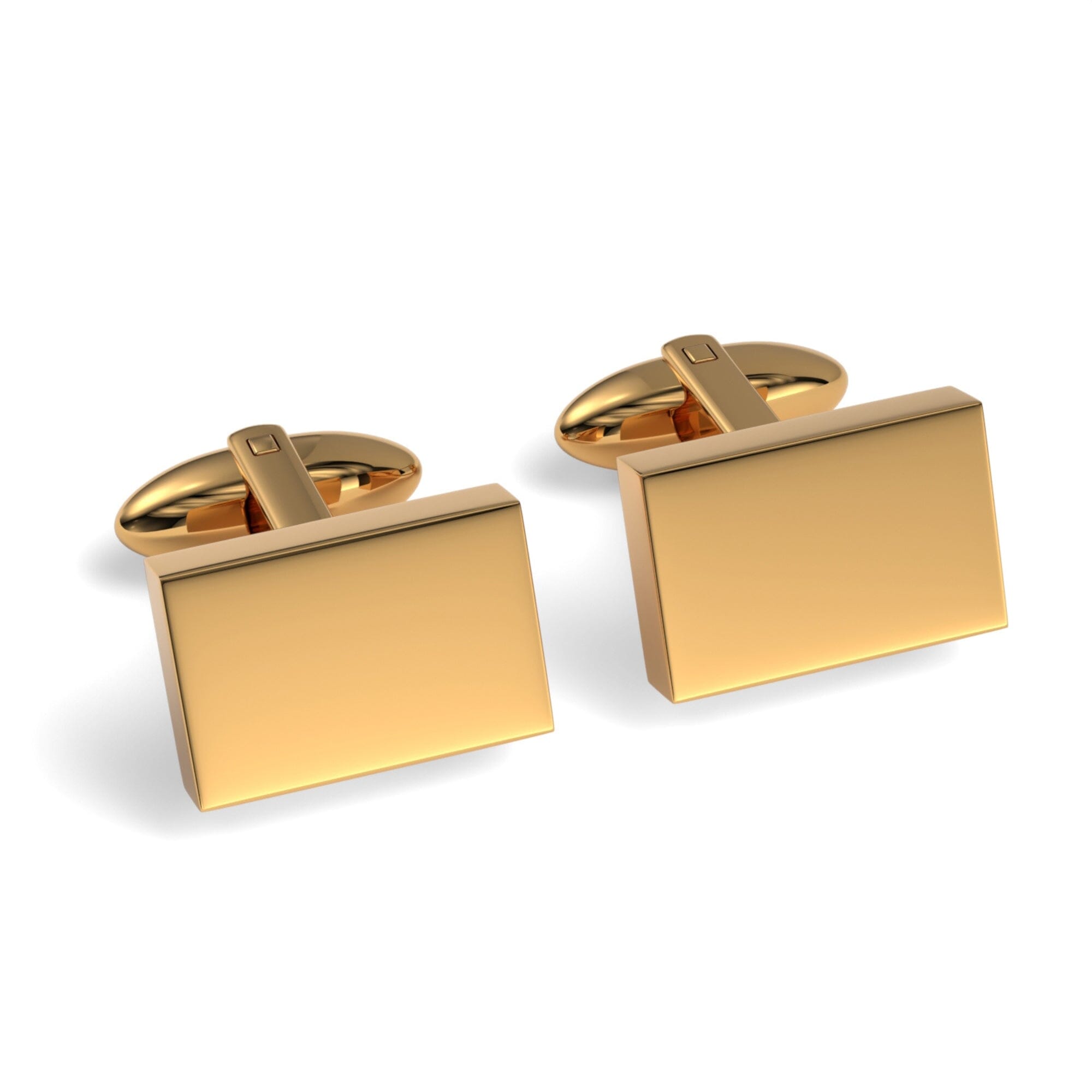 Rectangle Engravable Cufflinks Engraving Cufflinks Clinks Shiny Gold 