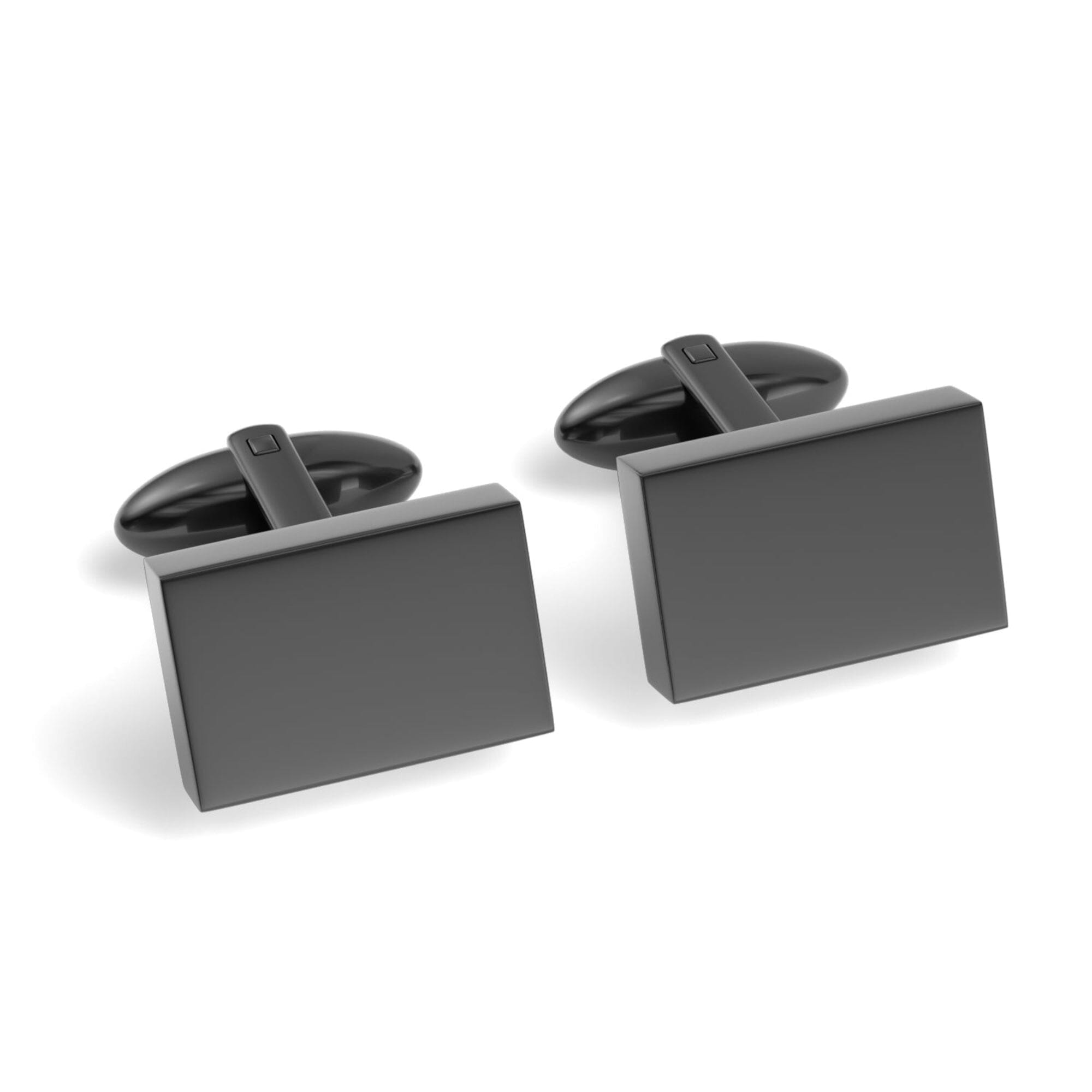 Rectangle Engravable Cufflinks Engraving Cufflinks Clinks Shiny Black 
