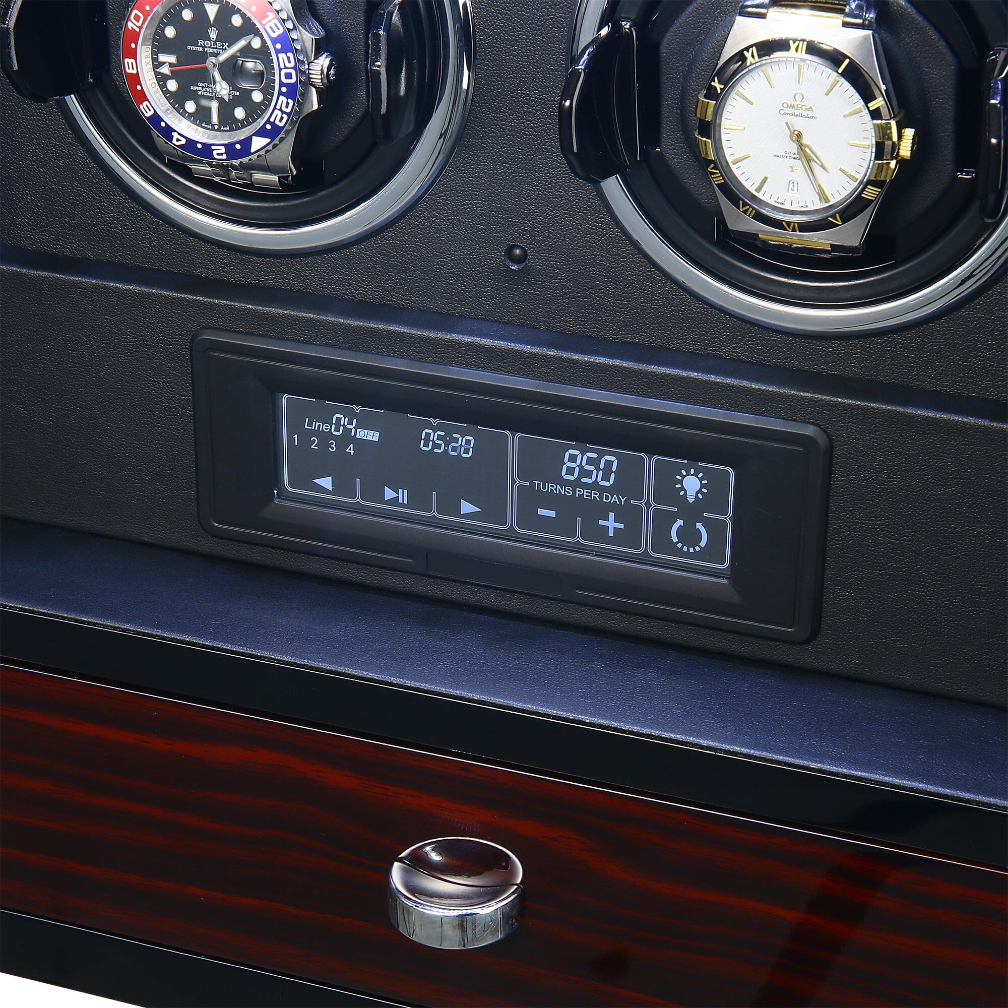 Yarra Quad Watch Winder for 4 + Drawer with Fingerprint Lock Watch Winder Boxes Clinks 