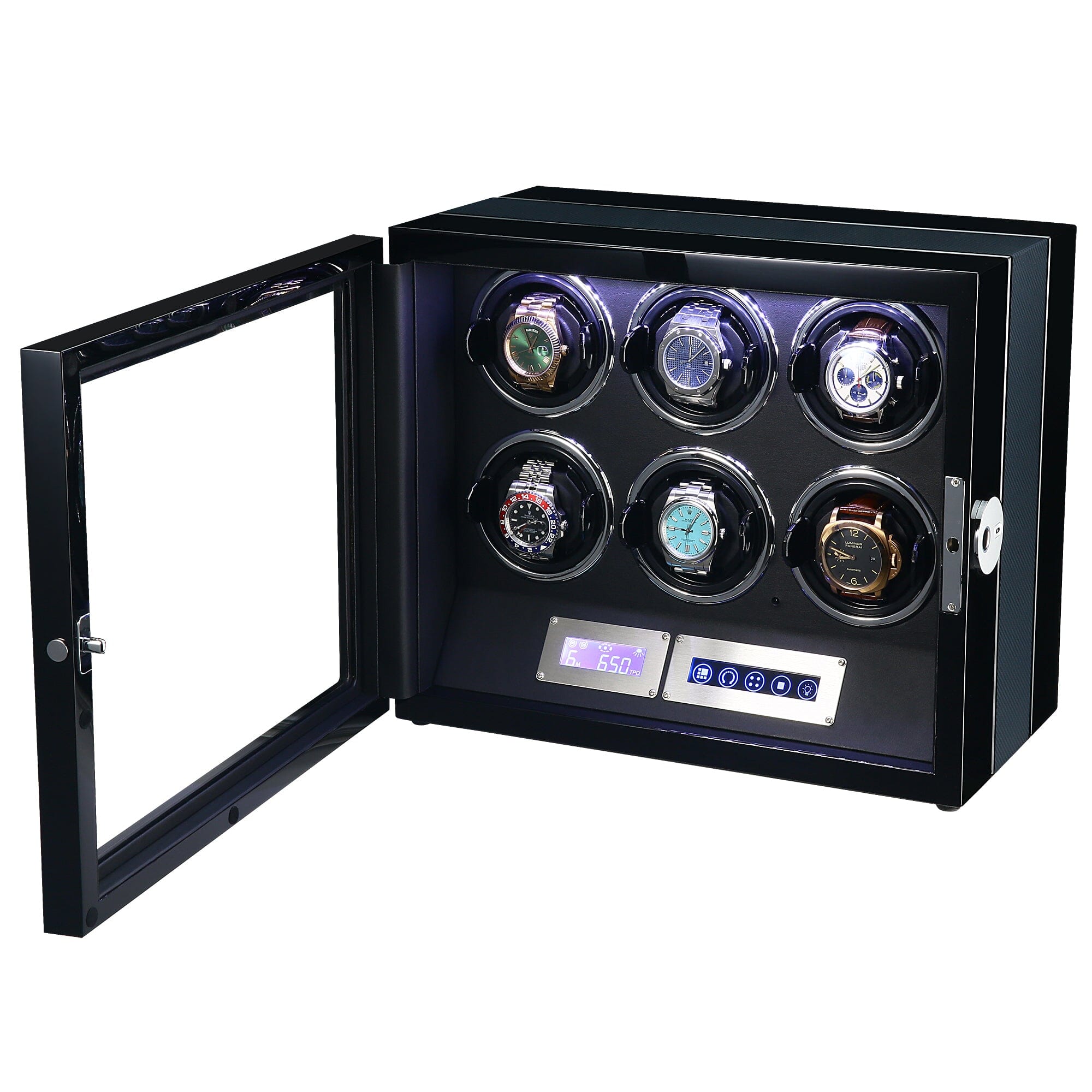 Flinders Watch Winder for 6 Watches with Fingerprint Lock Watch Winder Boxes Clinks 