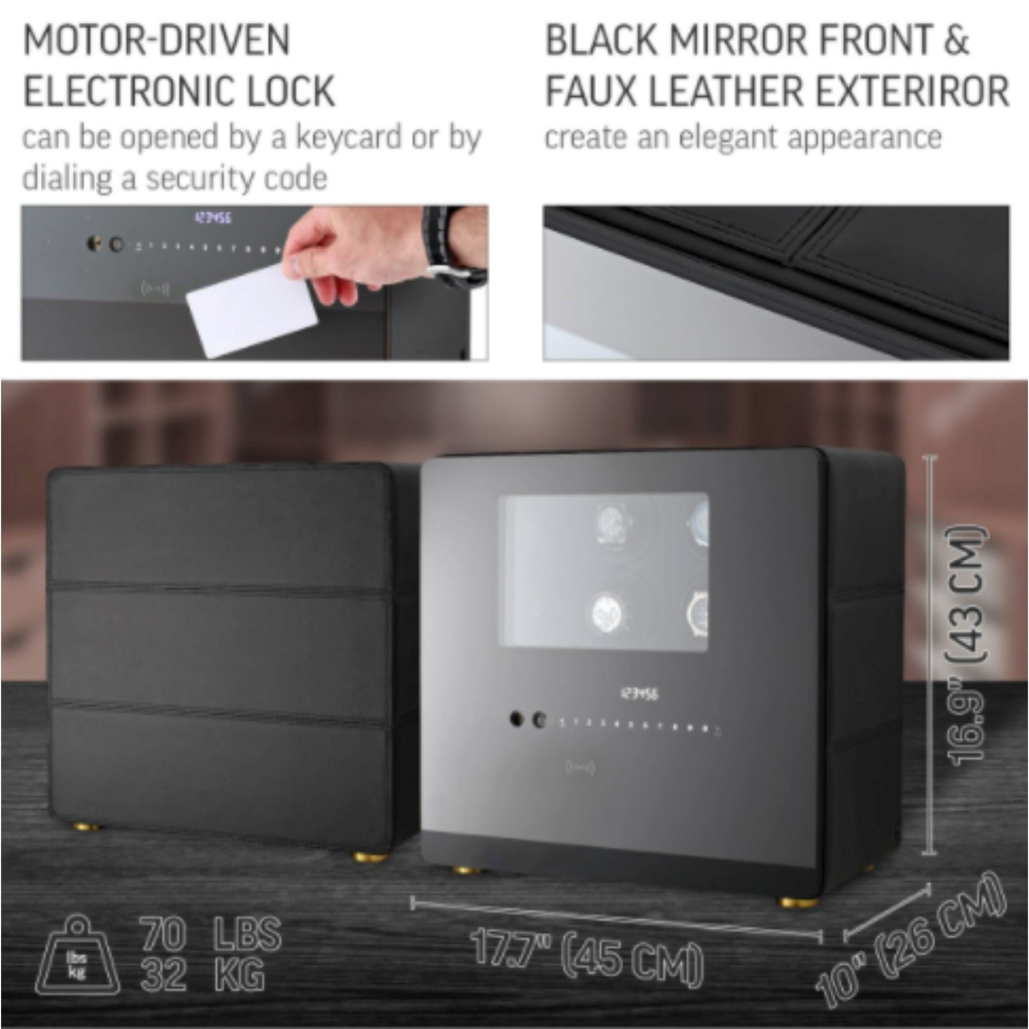 Vanguard Steel Watch Winder Security Safe with Digital Lock and Alarm Watch Winder Boxes Clinks 