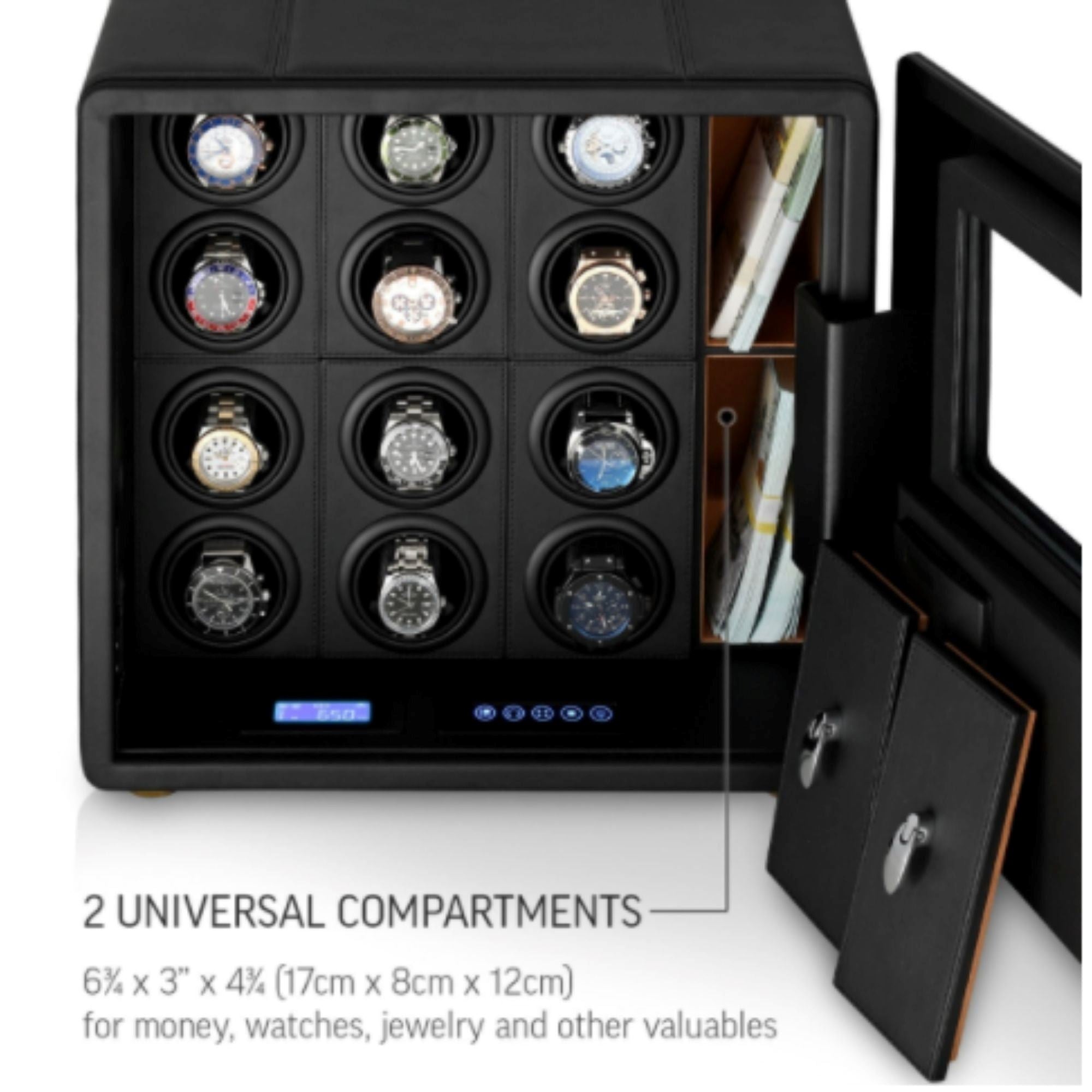 Vanguard Steel Watch Winder Security Safe with Digital Lock and Alarm Watch Winder Boxes Clinks 