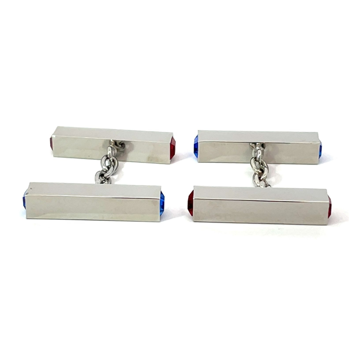 Red & Blue Crystal Chain Cufflinks