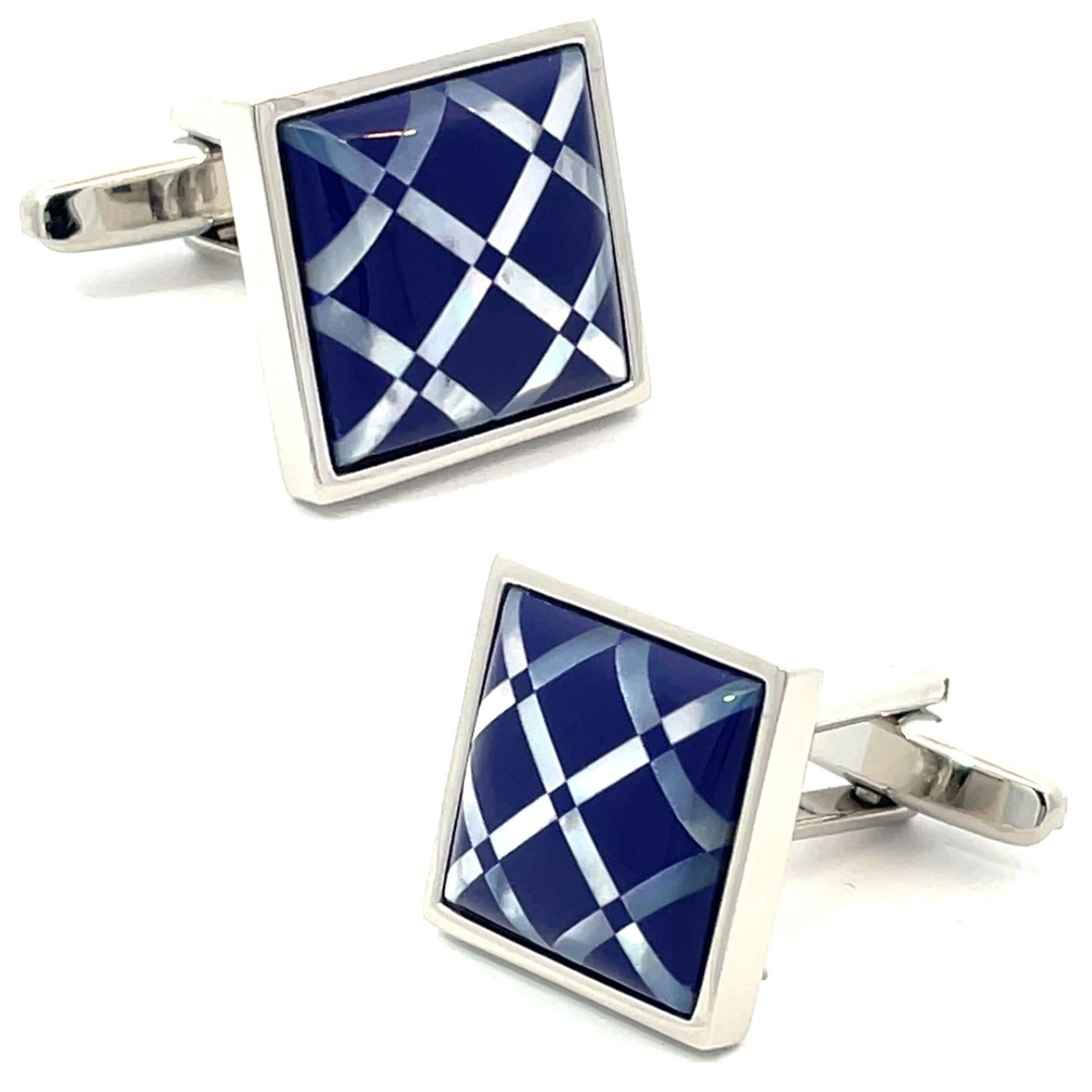 Navy Blue Tile on Mother of Pearl Cufflinks