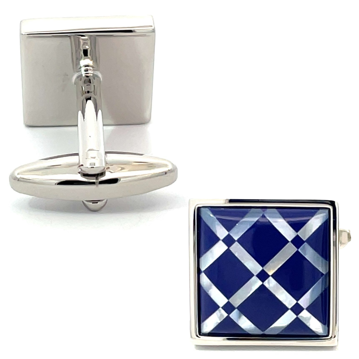 Navy Blue Tile on Mother of Pearl Cufflinks