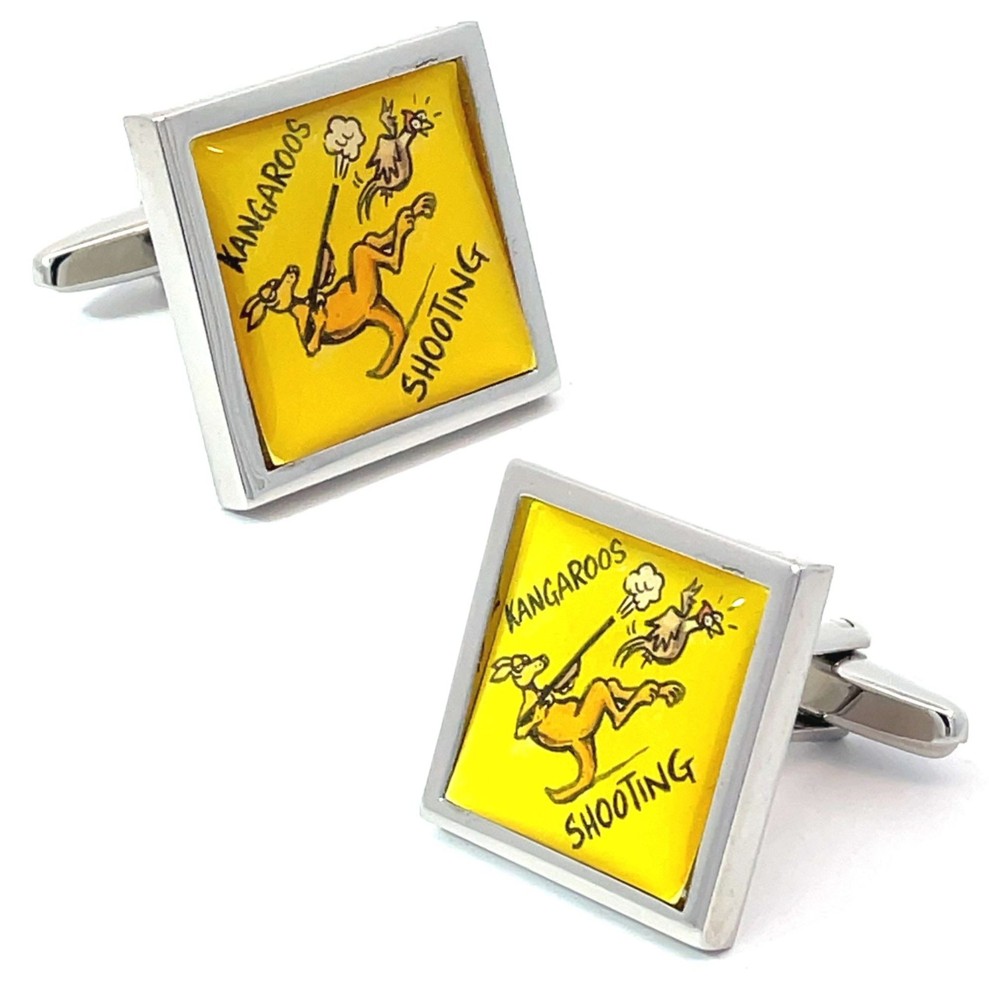 Road Sign Cufflinks: Beware Kangaroos Shooting