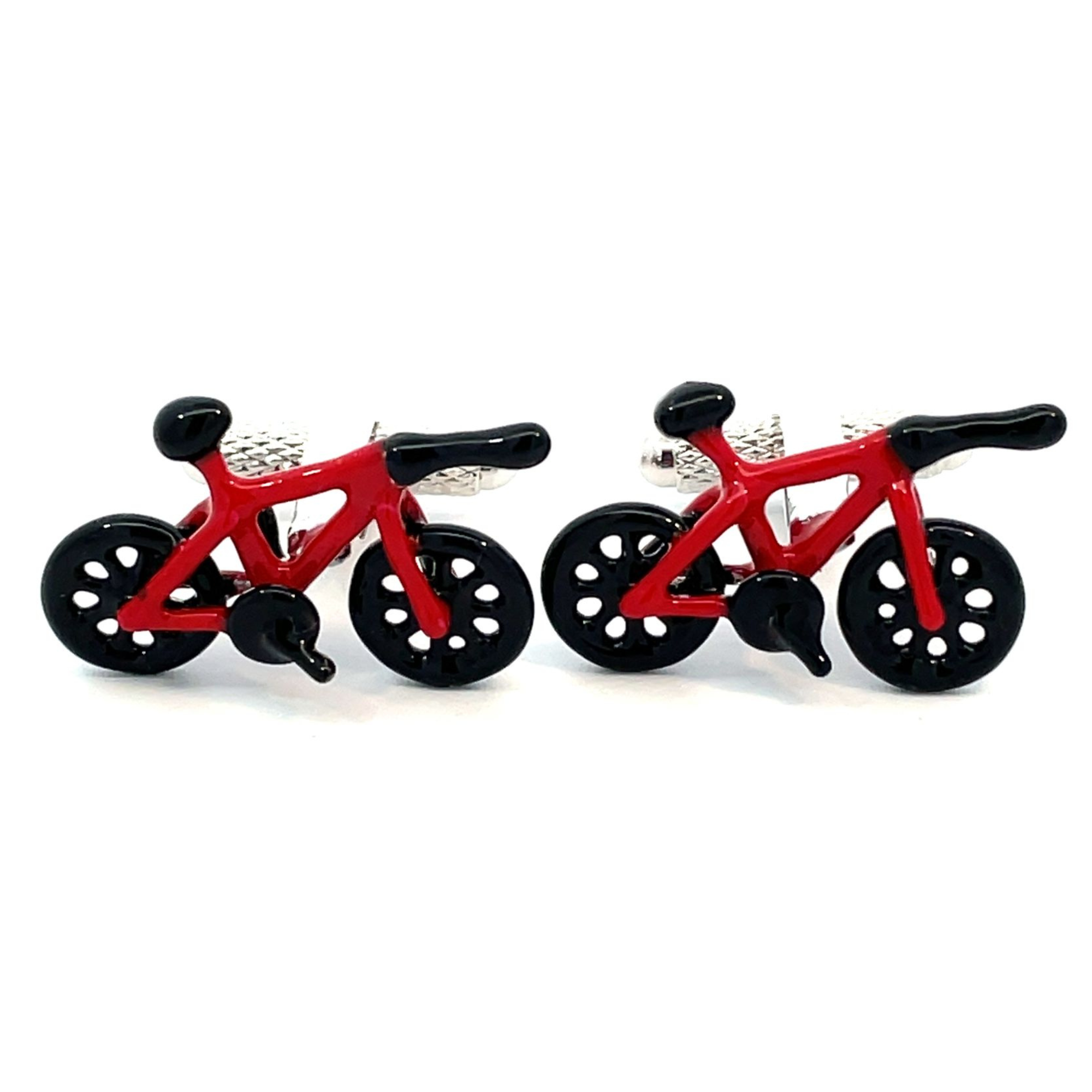 Red Triathlon Bike Cufflinks
