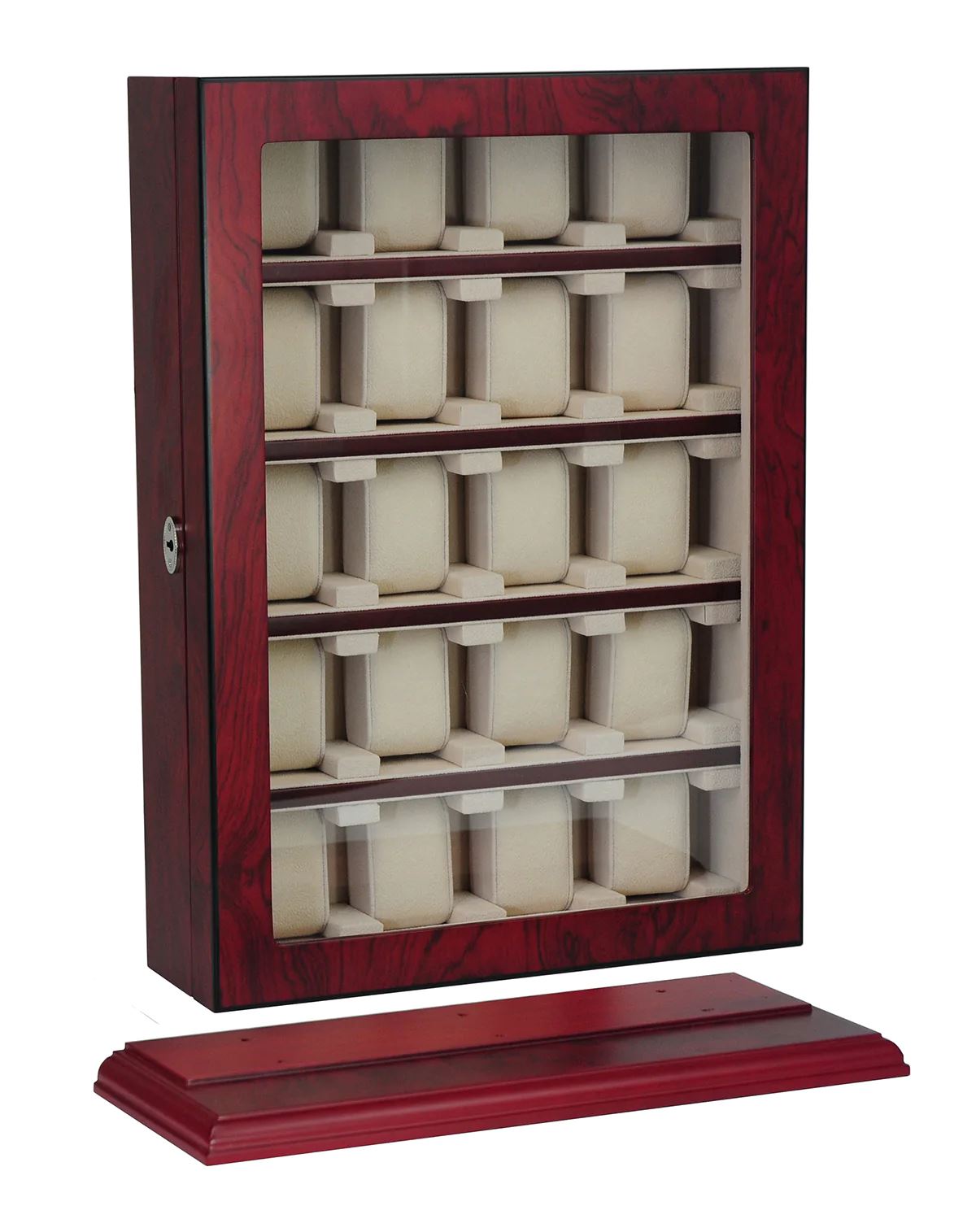 Bubinga Wooden Watch Cabinet for 20 Watch Boxes Clinks 