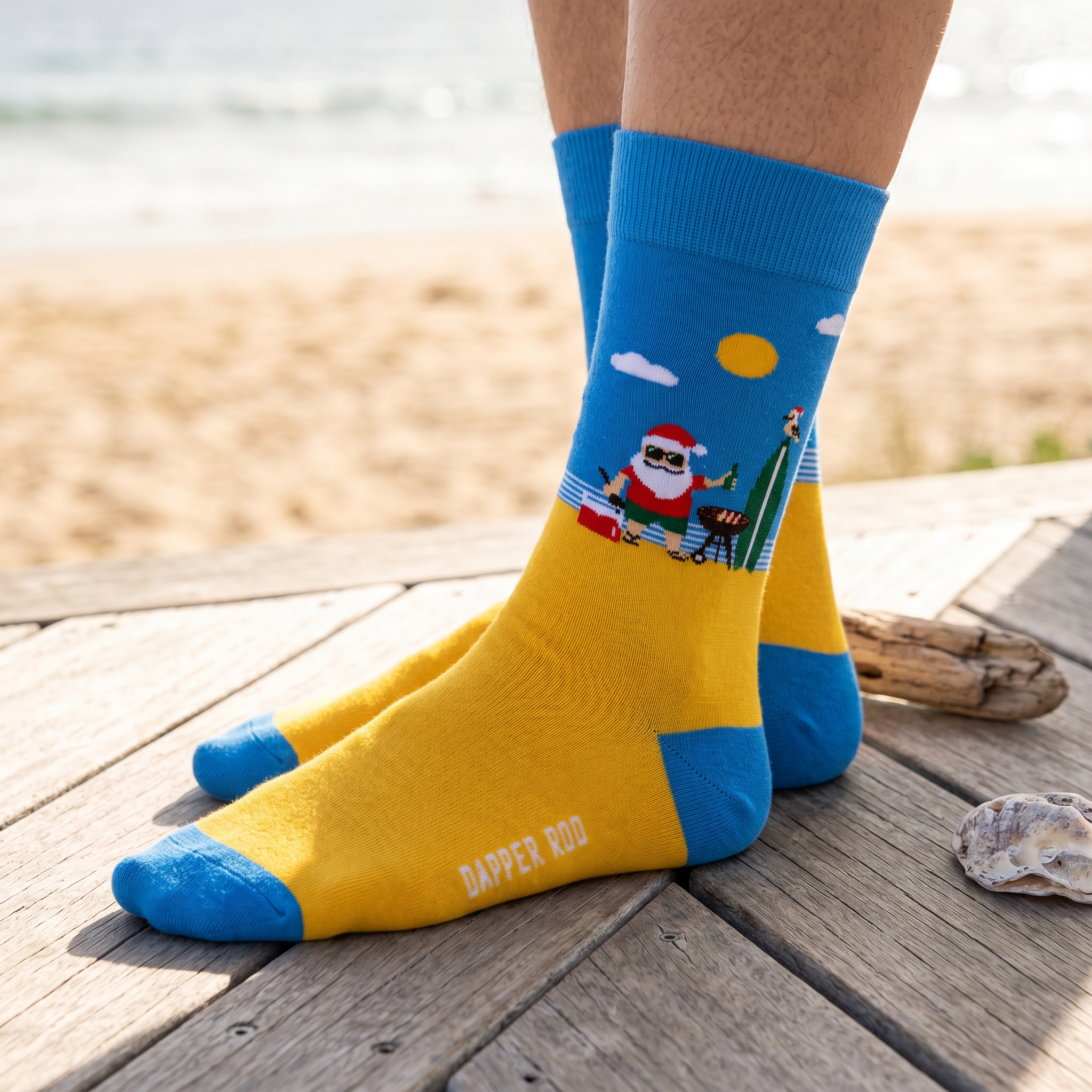 Beach Santa Bamboo Socks by Dapper Roo lifestyle image