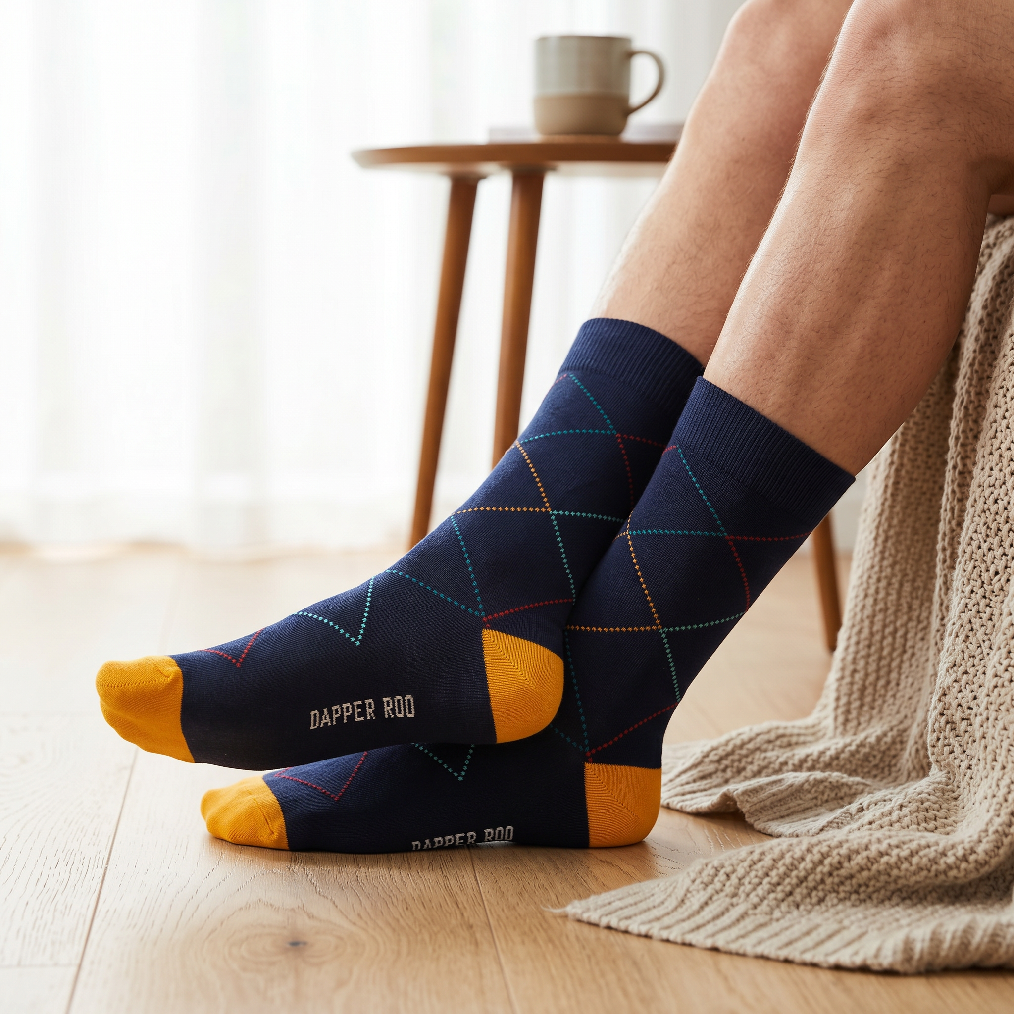 Colourful Crisscross Diamond Bamboo Socks by Dapper Roo lifestyle image