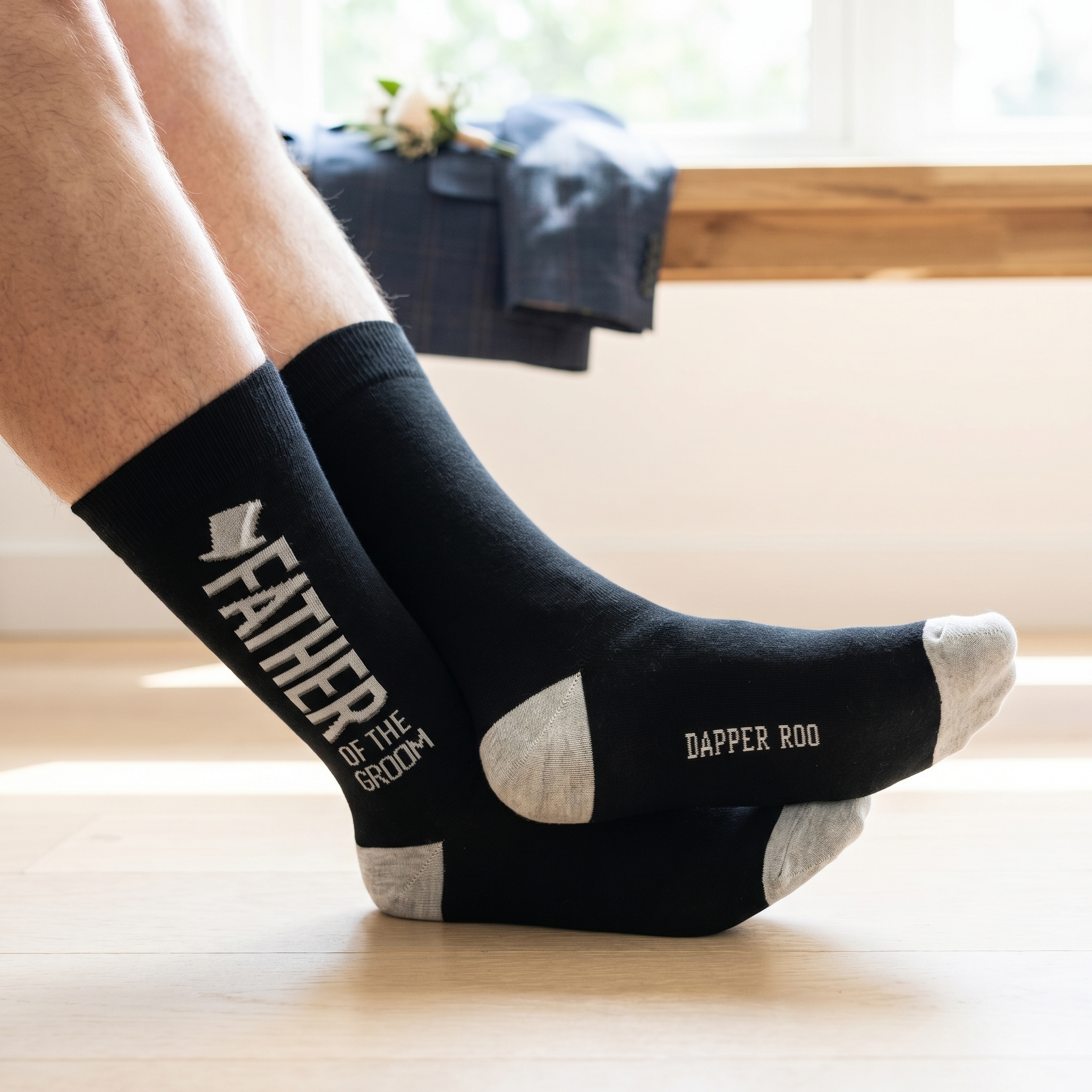 Father of the Groom Wedding Party Bamboo Socks by Dapper Roo lifestyle image