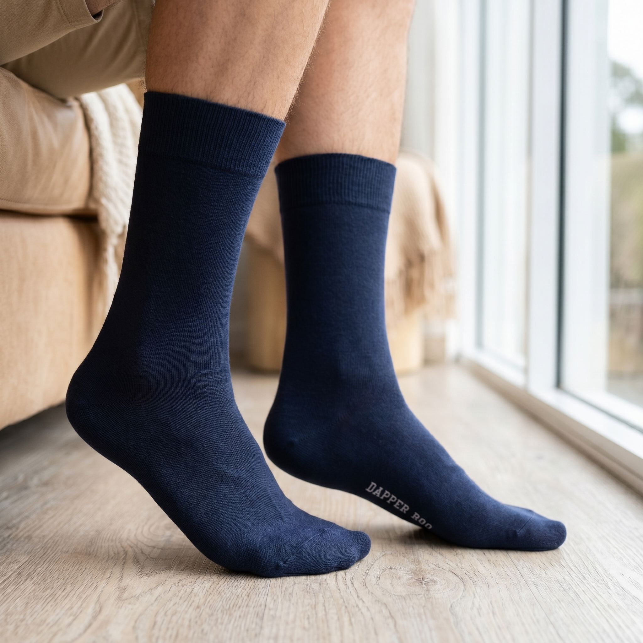 Classic Navy Blue Bamboo Socks by Dapper Roo lifestyle image