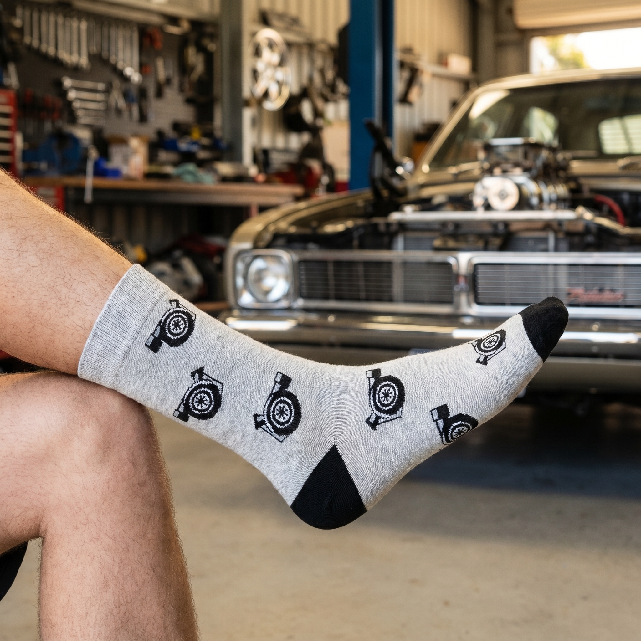 Crank it Turbocharger Bamboo Socks by Dapper Roo lifestyle image