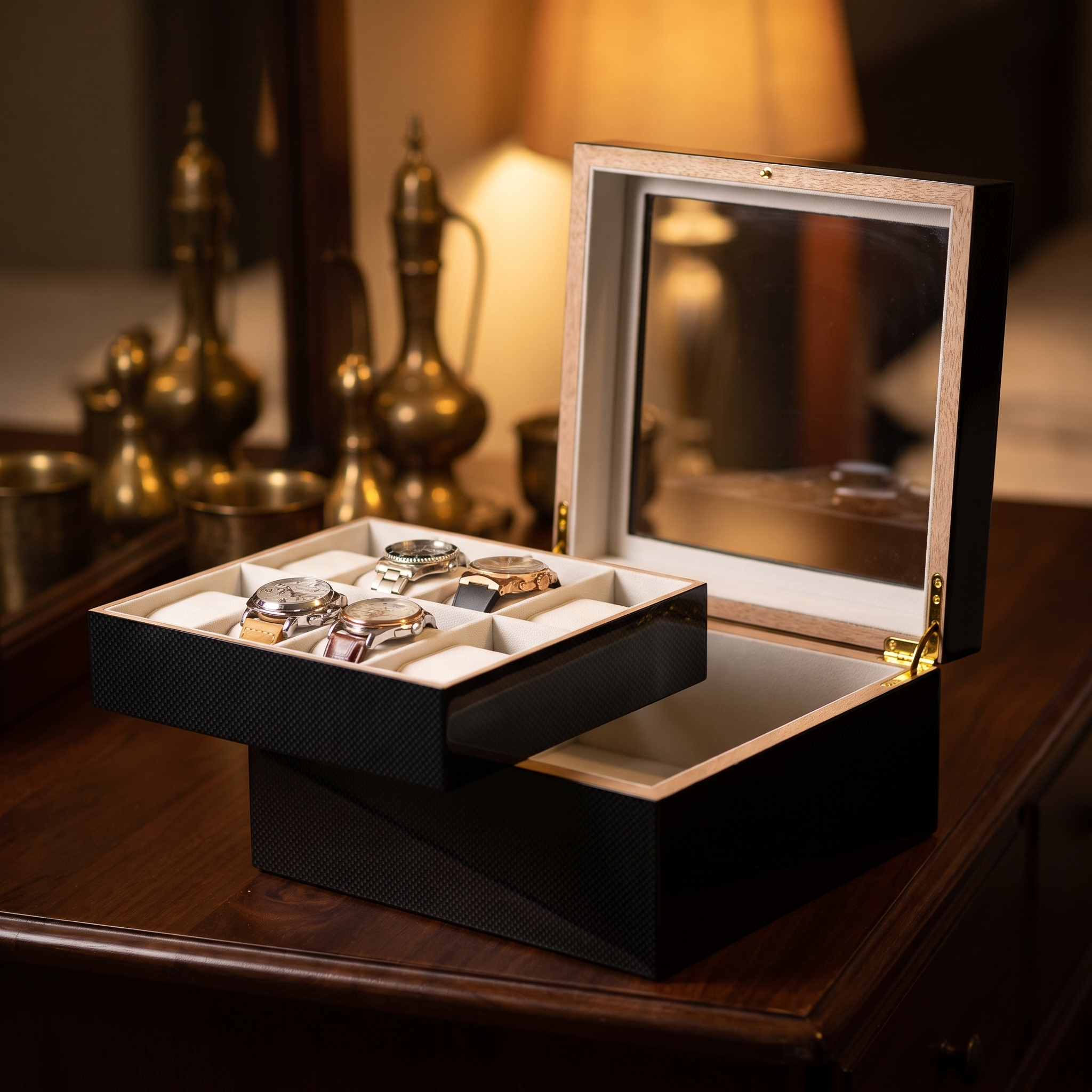 Carbon Fibre Watch Box for 8 Watches — lifestyle shot