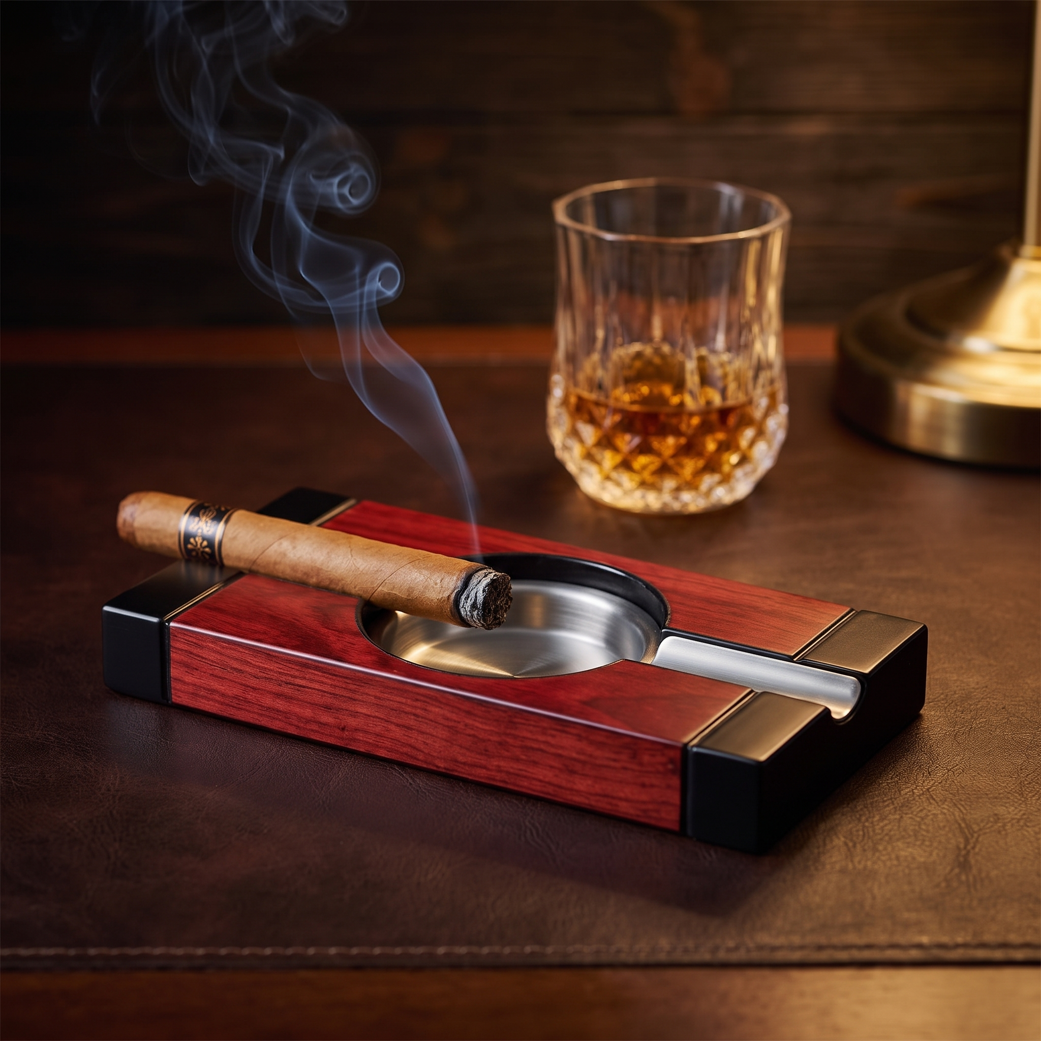 Bubinga Cigar Ashtray — lifestyle shot