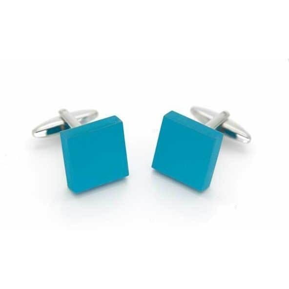 Matt Aqua Square Cufflinks Classic & Modern Cufflinks Clinks Australia 