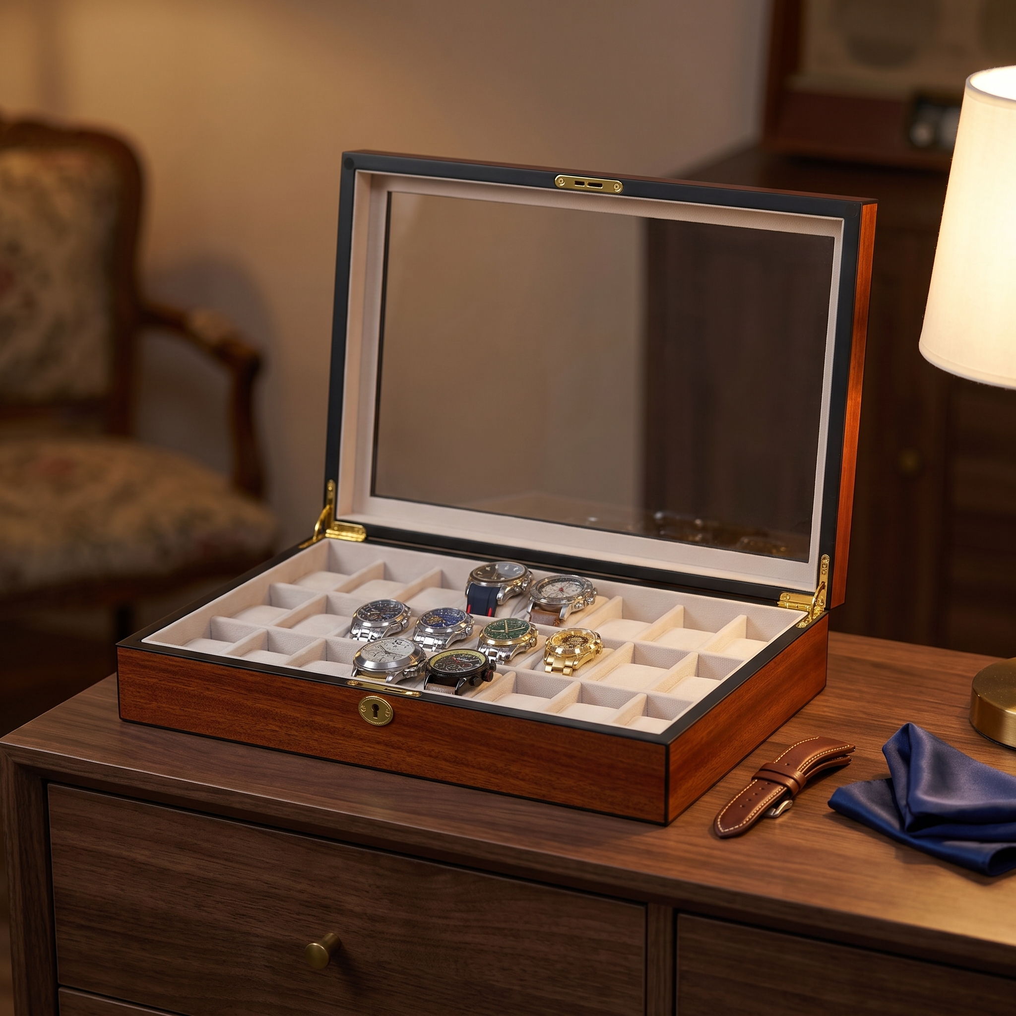 24 Slots Wooden Watch Box — lifestyle shot