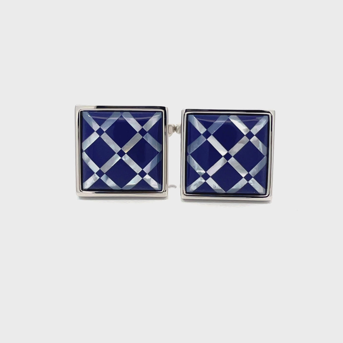 Navy Blue Tile on Mother of Pearl Cufflinks