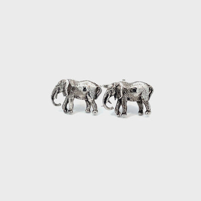 Elephant Cufflinks in Antiqued Silver