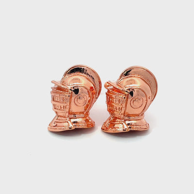 Medieval Knights Helmet Cufflinks in Copper