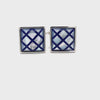 Navy Blue Crisscross on Mother of Pearl Cufflinks