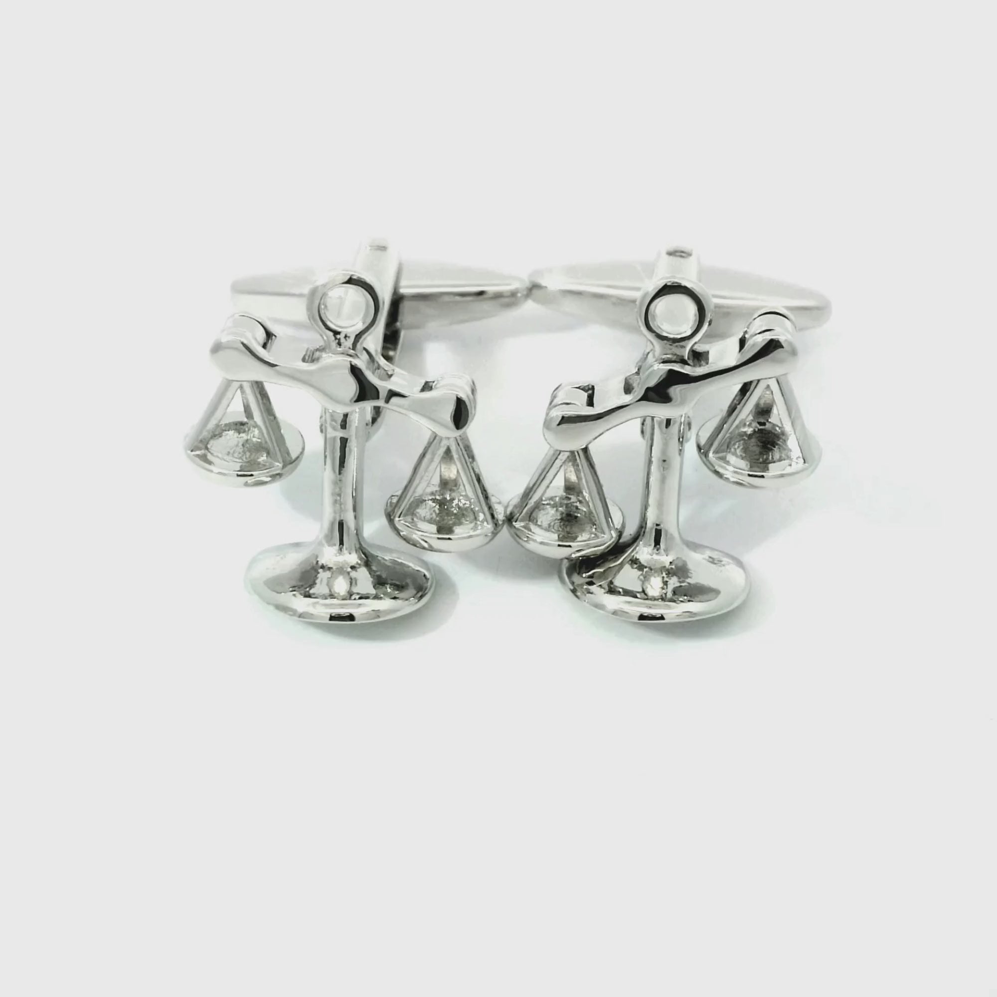 Moving Scales of Justice Silver Cufflinks