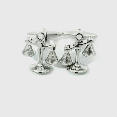 Moving Scales of Justice Silver Cufflinks