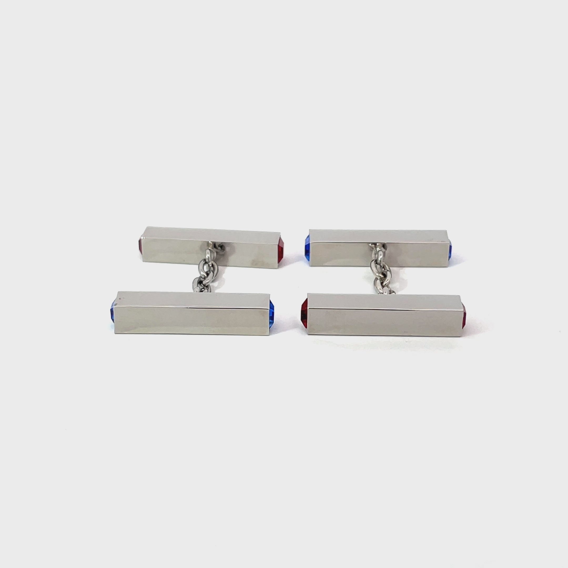 Red & Blue Crystal Chain Cufflinks