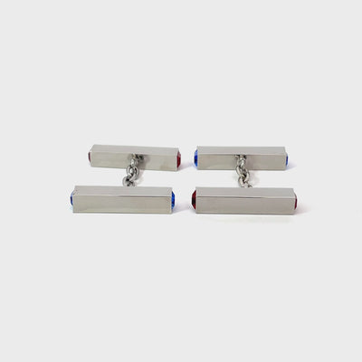 Red & Blue Crystal Chain Cufflinks