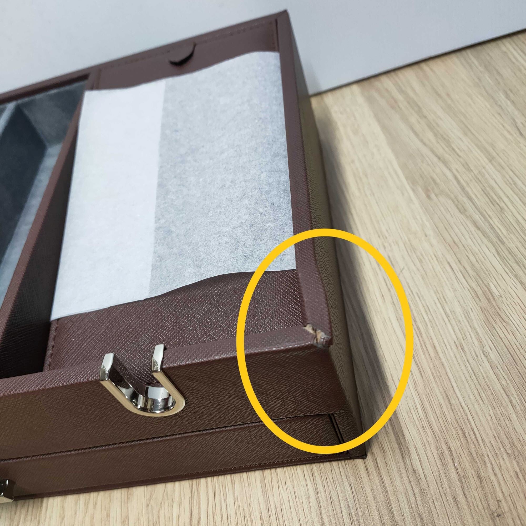 Seconds - Leather Valet Tray with Drawer in Brown Seconds Clinks 