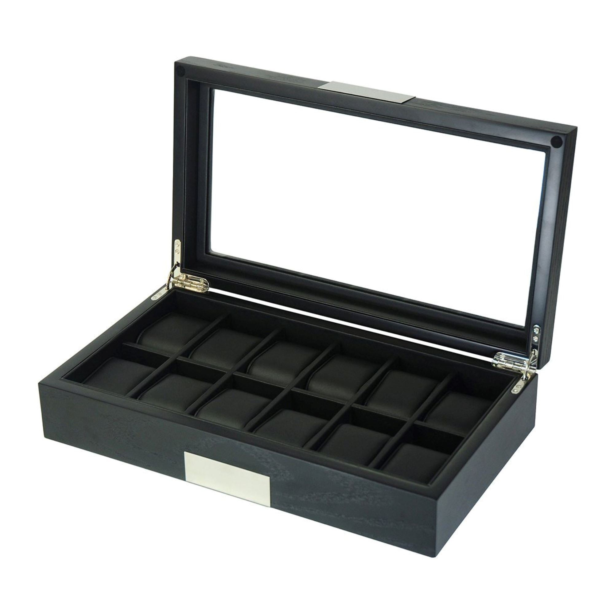 Seconds - 12 Slots Black Wooden Watch Box Seconds Clinks 