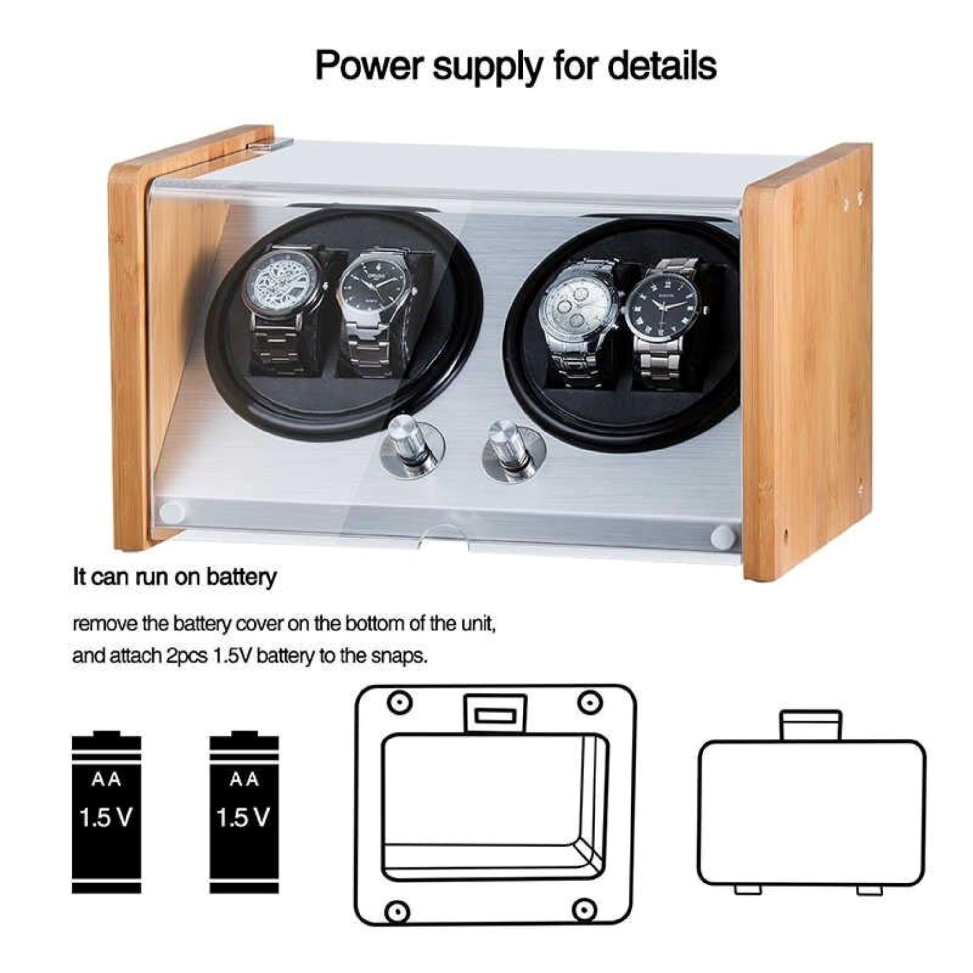 Seconds - BLAQ Watch Winder Box 4 Watches in Aluminum & Bamboo Seconds Clinks 